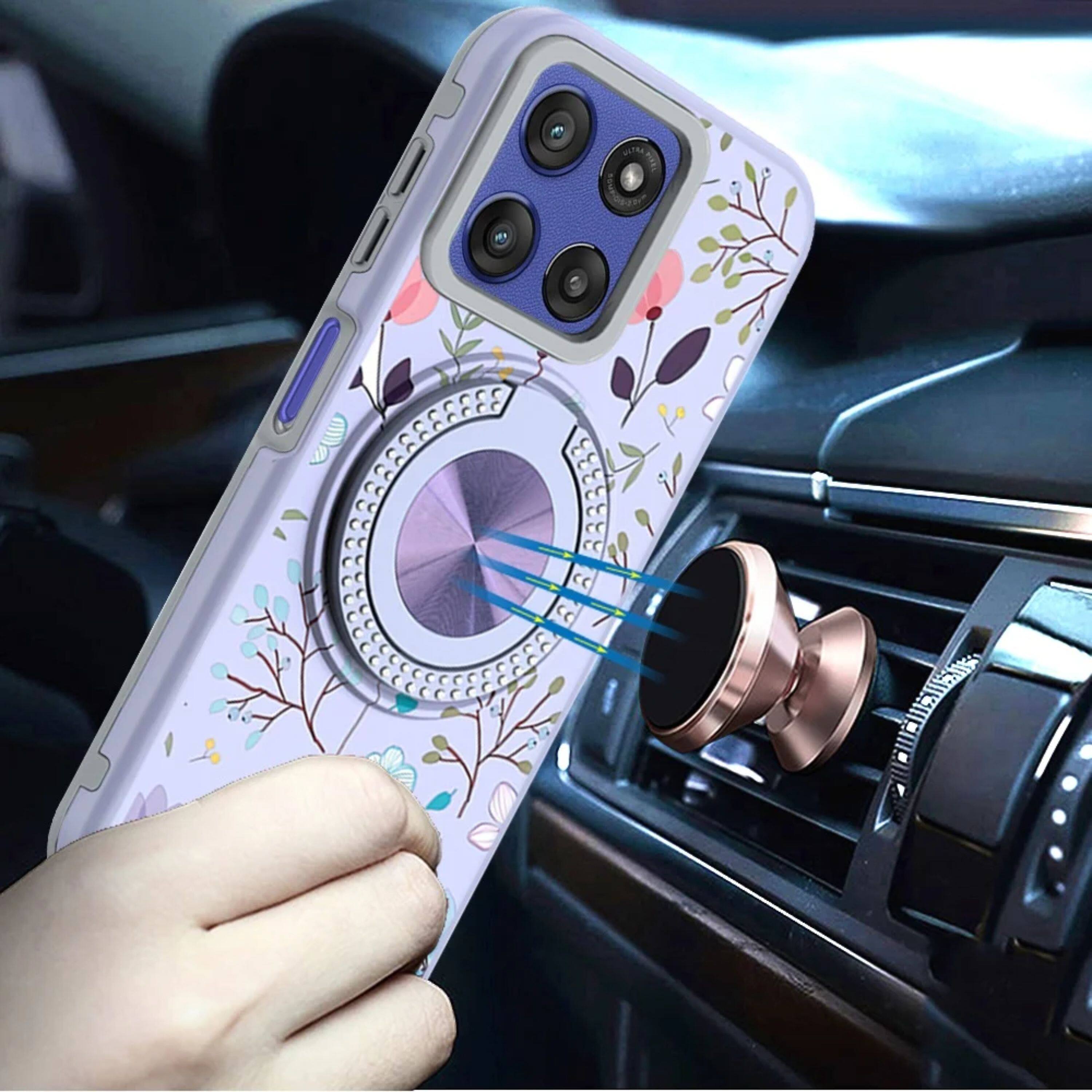 Left. Kitcheniva - Printed Design Bling 360 Stand Case Plus Tempered Glass For Moto G Stylus 2026/2025 Lavender Floral - Multicolor.