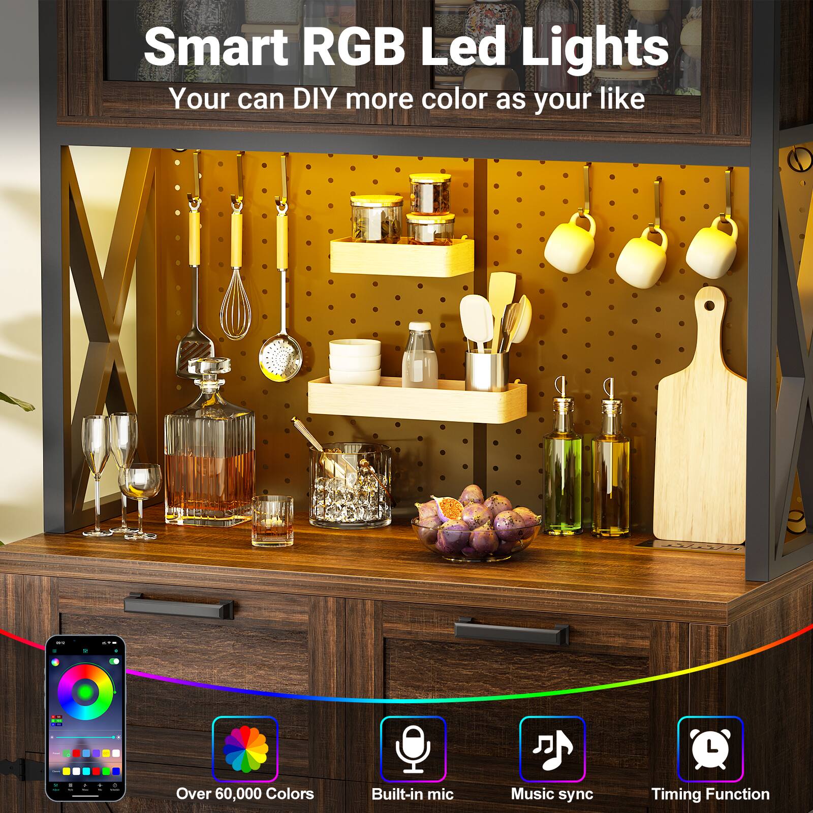 Smart RGB Led Lights  
Your can DIY more color as your like  

- Over 60,000 Colors  
- Built-in mic  
- Music sync  
- Timing Function