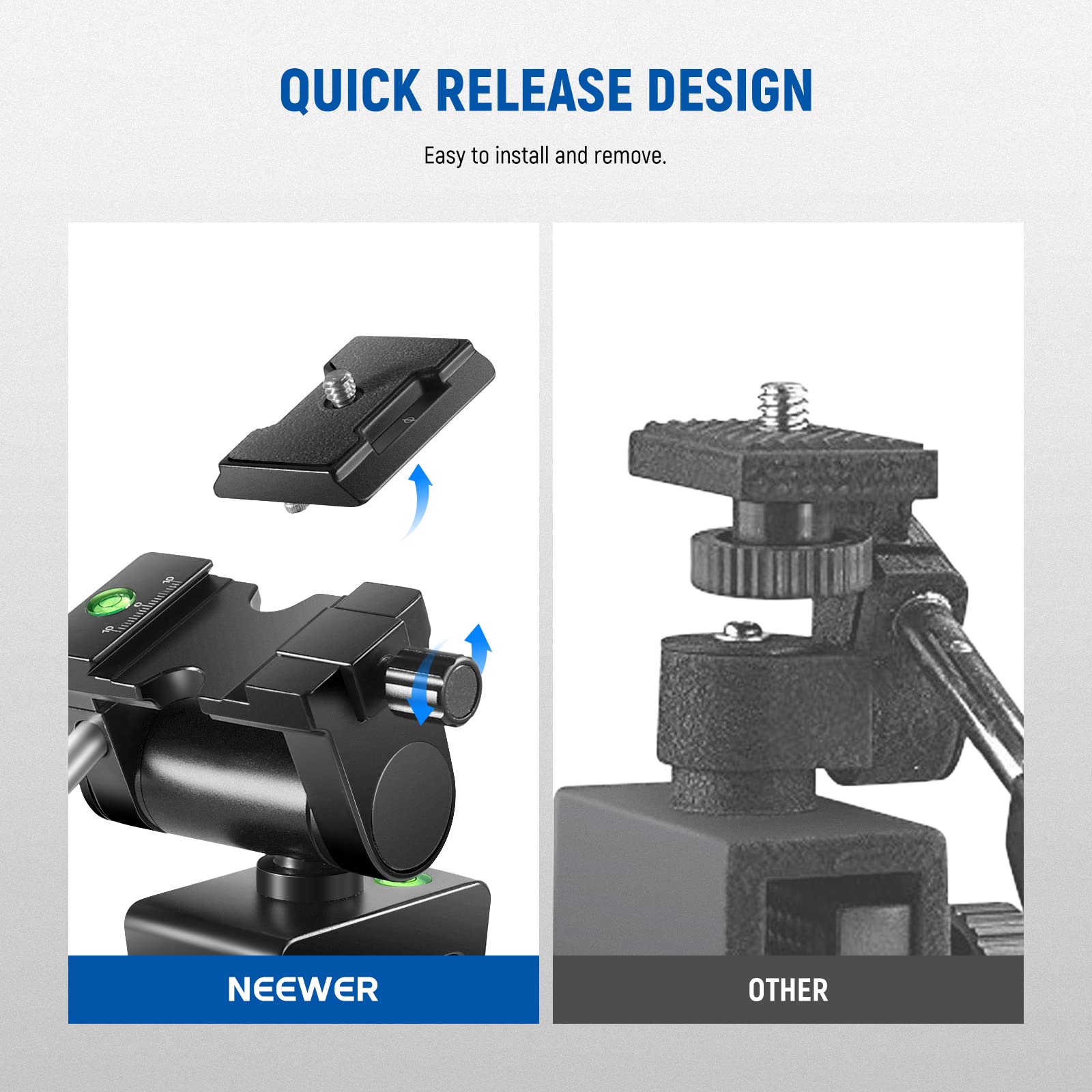 QUICK RELEASE DESIGN  
Easy to install and remove.  

NEEWER  
OTHER