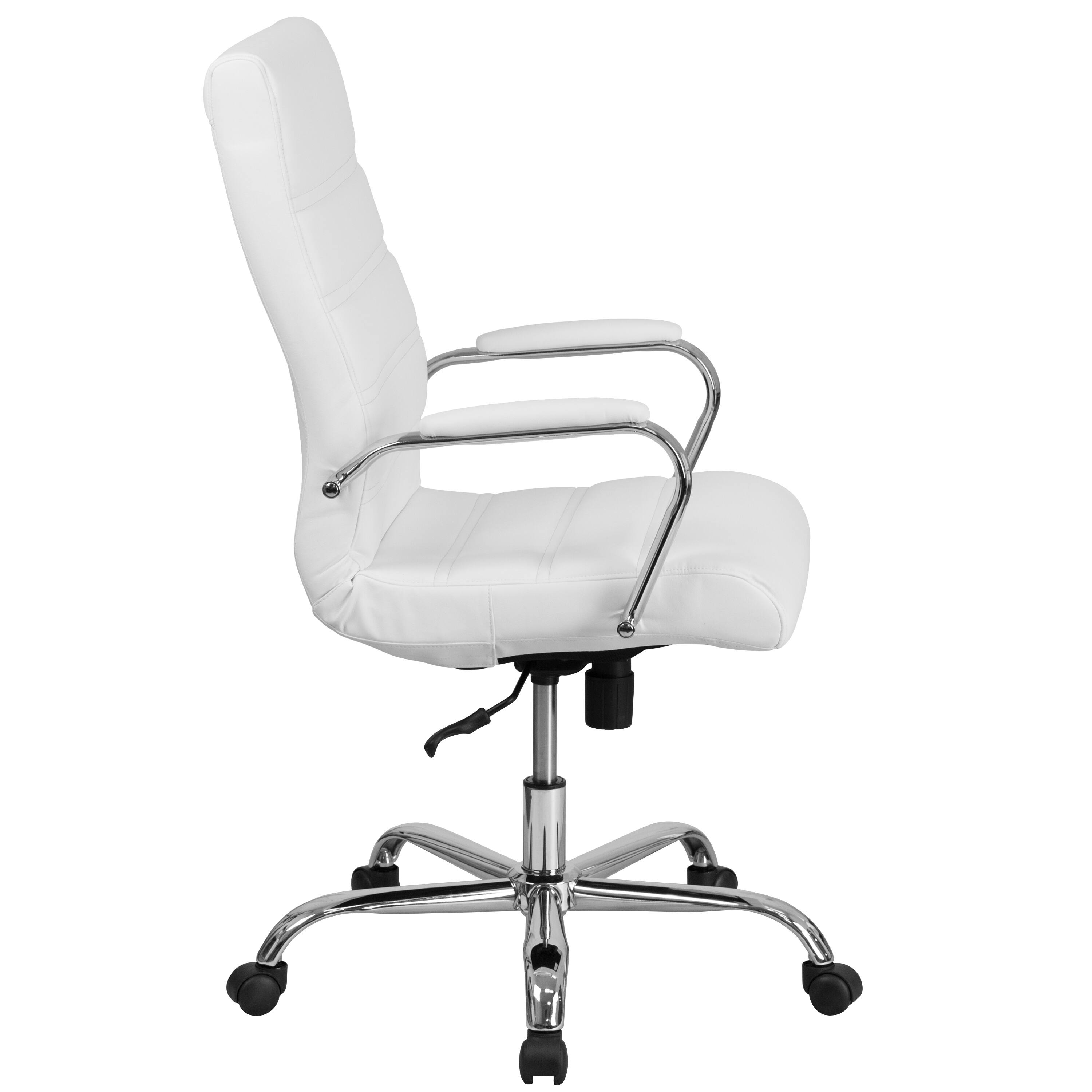 Alt View 7. Emma + Oliver - High Back Executive Swivel Office Chair with Metal Frame and Arms - White LeatherSoft/Chrome Frame.