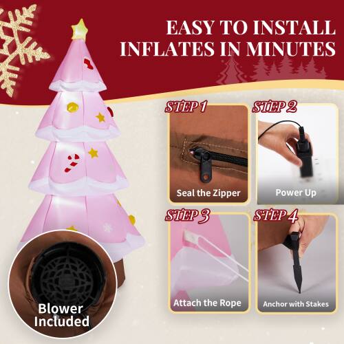 EASY TO INSTALL  
INFLATES IN MINUTES

STEP 1  
Seal the Zipper

STEP 2  
Power Up

STEP 3  
Attach the Rope

STEP 4  
Anchor with Stakes

Blower Included