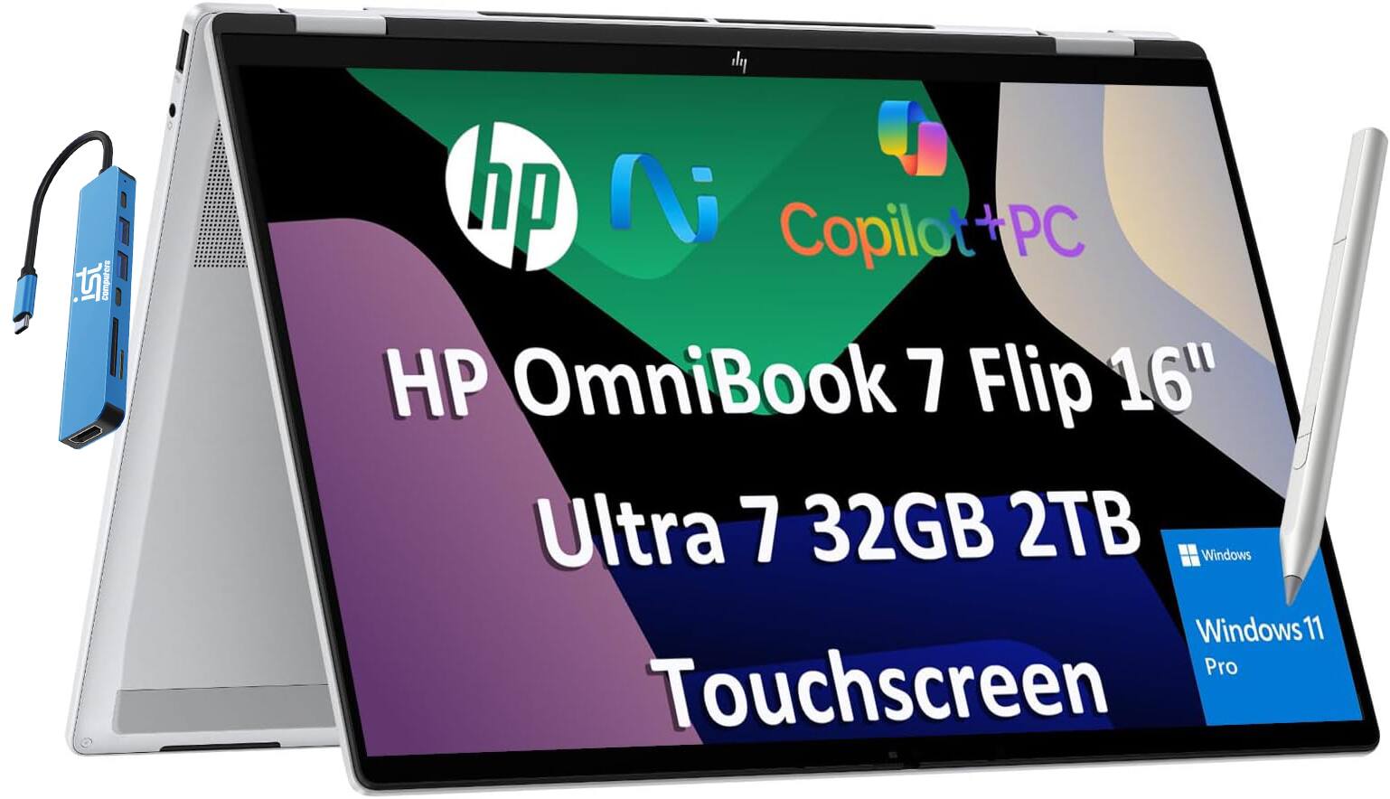 "HP - OmniBook 7 Flip 2-in-1 16"" WUXGA Touch Laptop - Copilot+PC - Intel Core Ultra 7 258V - 32GB RAM - 2TB SSD - Win 11Pro - Silver" price history on PriceWatchPro