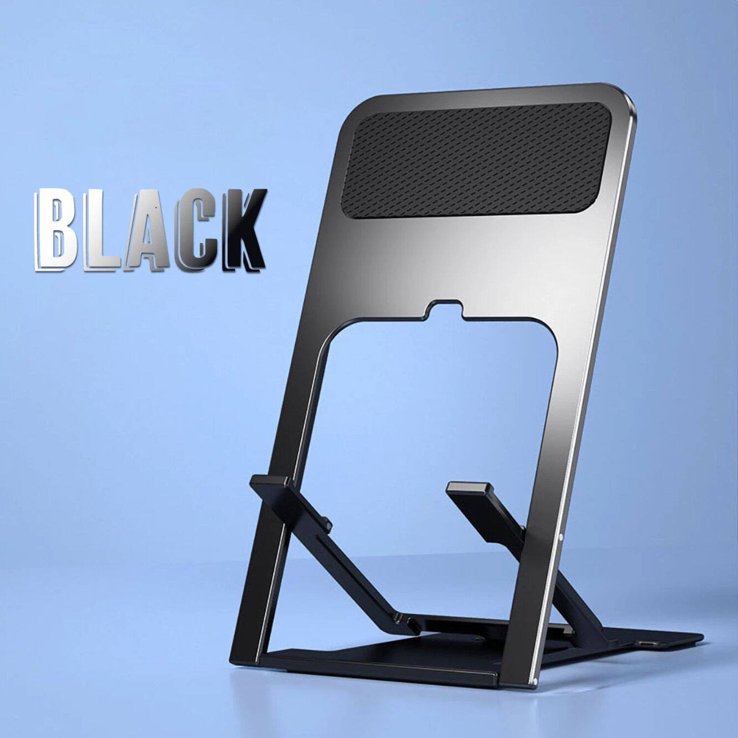 Back. Stock Preferred - Universal Foldable Phone Holder 2-Pack – Multi-Angle Desk Stand - Black.