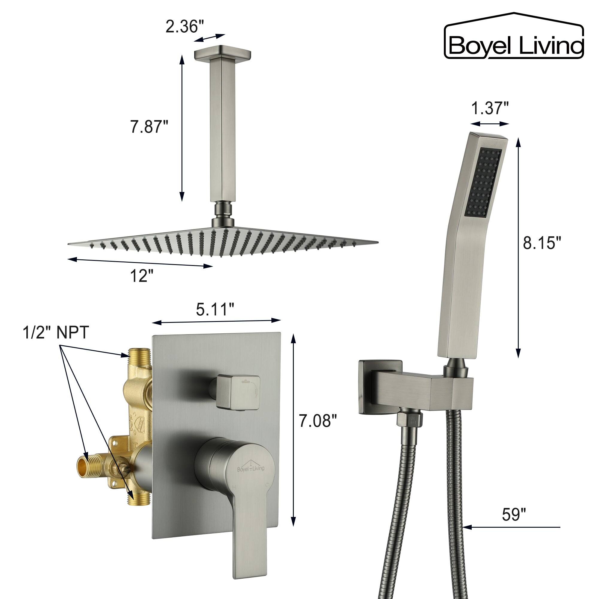 Boyel Living, 1/2" NPT, 2.36", 7.87", 1.37", 8.15", 12", 5.11", 7.08", 59"