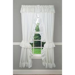 Ellis Curtain - 2-Piece Ruffled Priscilla Window Curtain Panel Pair with ties - 80x72" - Natural