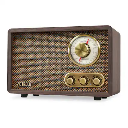 Front. Victrola - Retro Wood Bluetooth AM/FM Radio - Espresso.