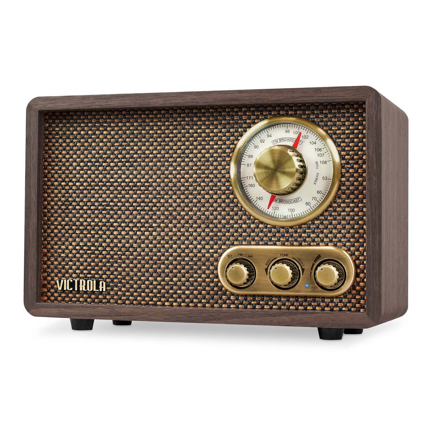 Front. Victrola - Retro Wood Bluetooth AM/FM Radio - Espresso.