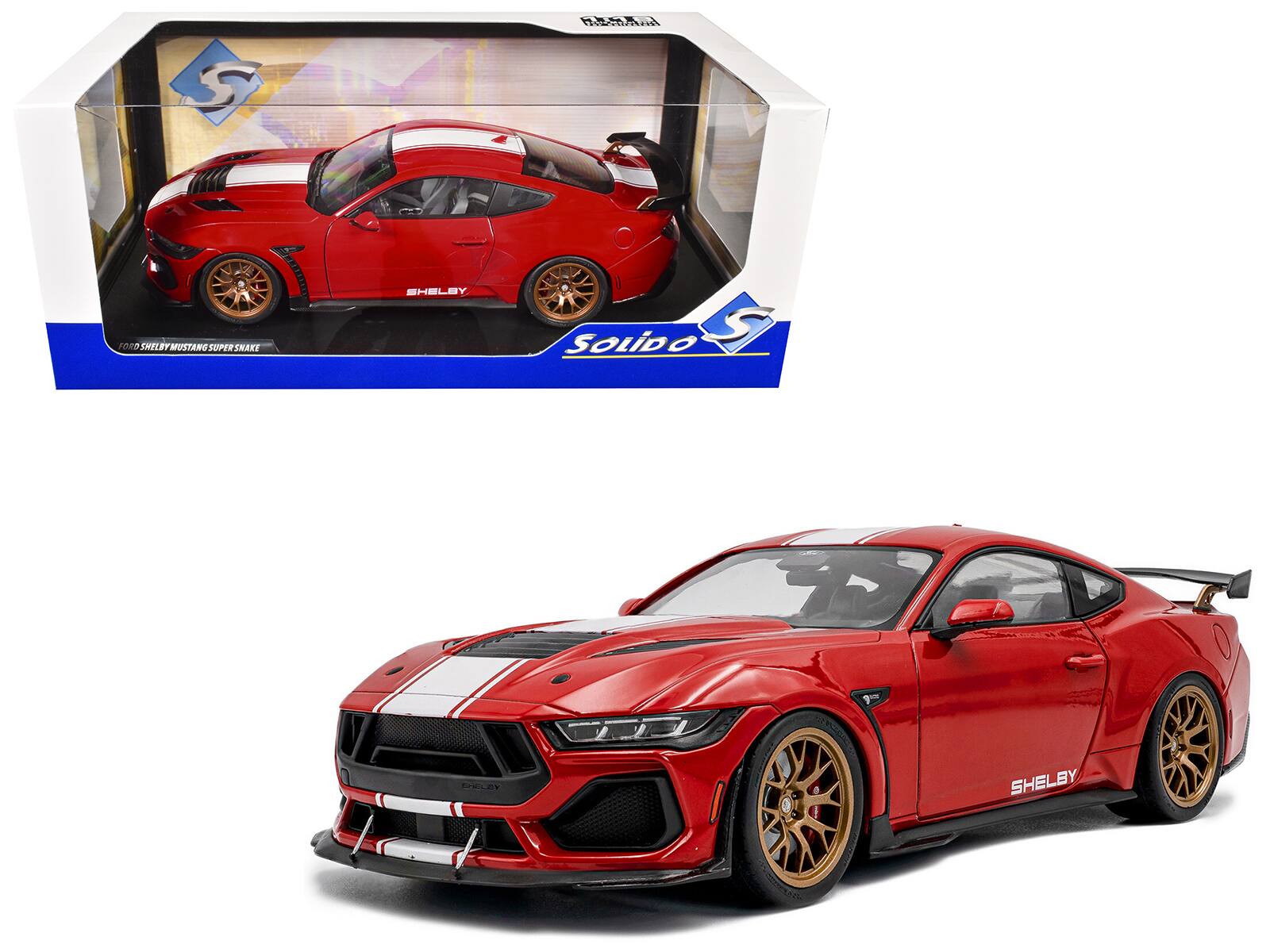 2024 Ford Shelby Mustang Super Snake Race Red with White Stripes 1/18 Diecast Model Car by Solido price history on PriceWatchPro