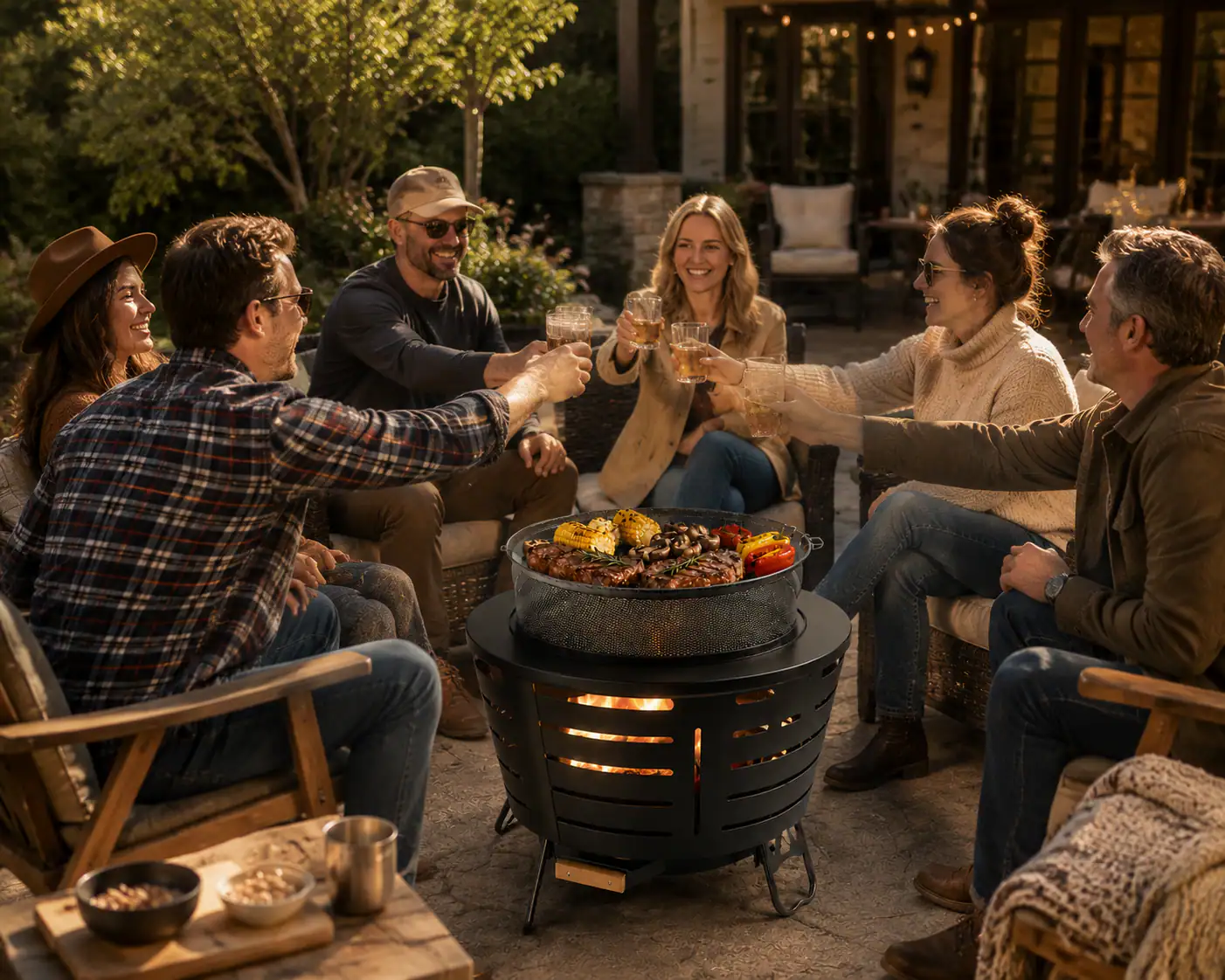 Alt View 5. Brano - 26 Inch Smokeless Fire Pit Outdoor Fireplace for Backyard, Patio - Triple-Burn Tech, Includes Ash Pan, Cover & Tools - black.