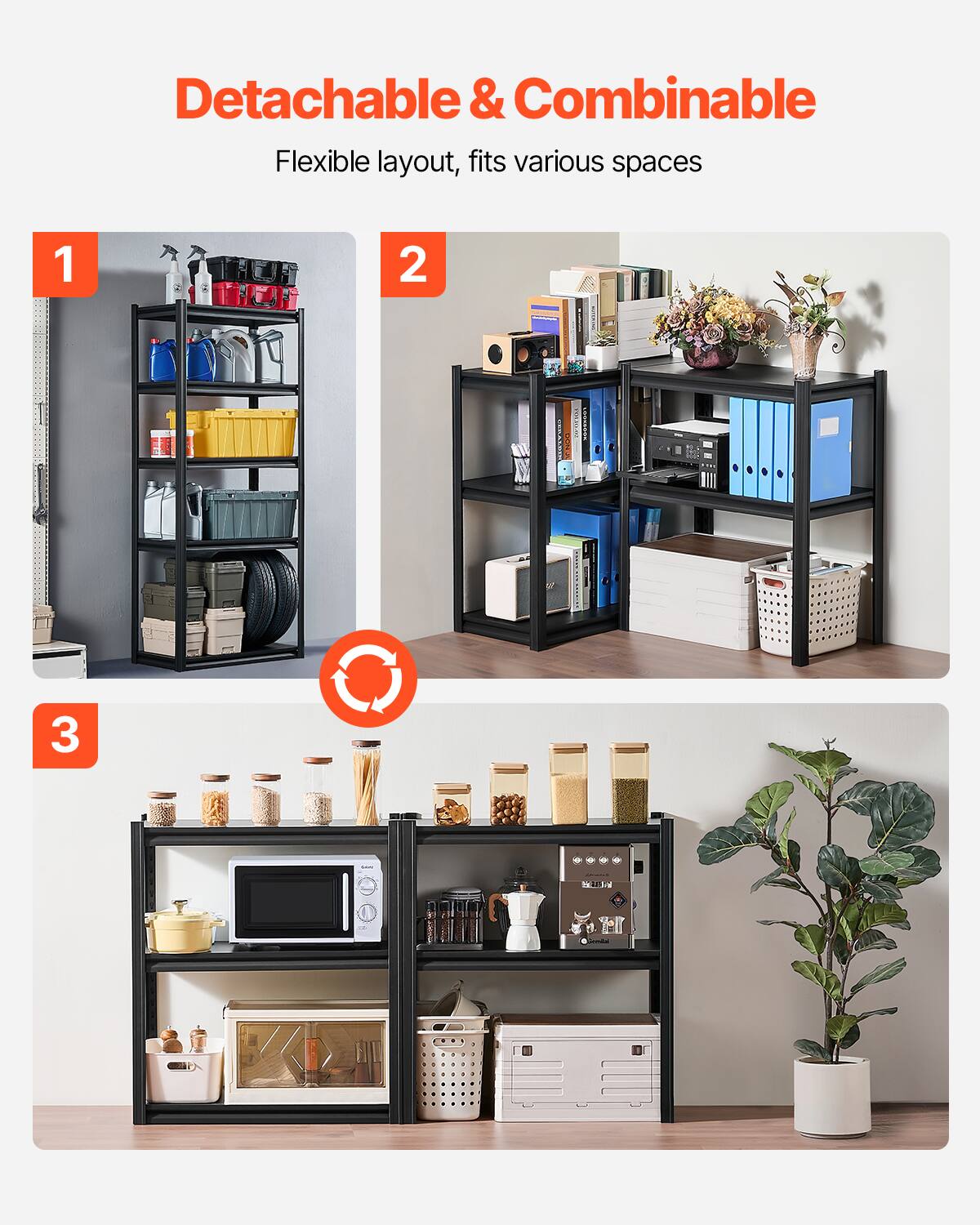 Detachable & Combinable Flexible layout, fits various spaces 1 2 3