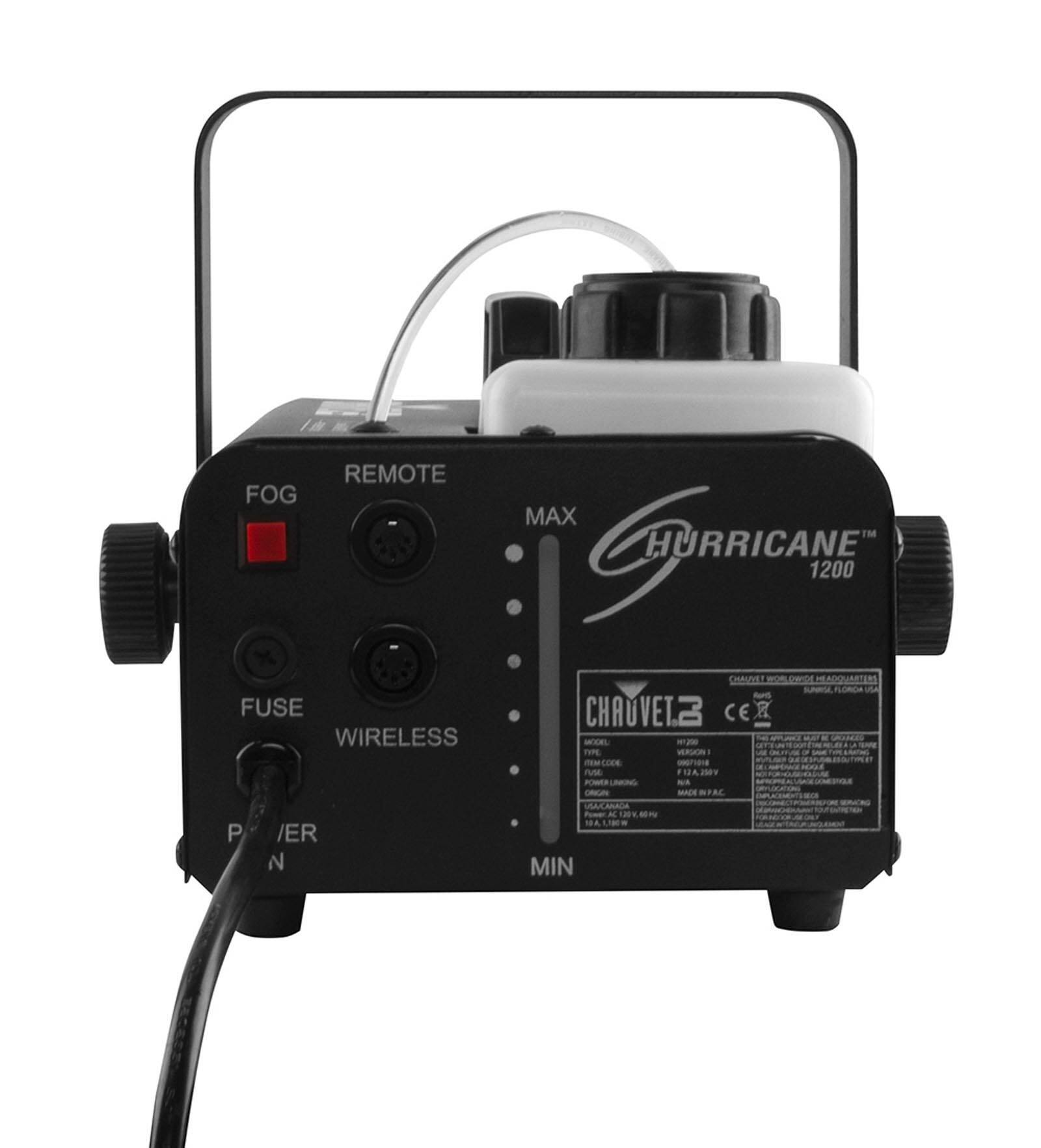 REMOTE FOG FUSE WIRELESS  
MAX MIN  
HURRICANE™ 1200  
CHAUVET  
CHAUVET & TROIS QUARTERS  
FLORIDA, USA  
MODEL: HURRICANE 1200  
POWER: 1200W  
FUSE: 15A  
MADE IN CHINA