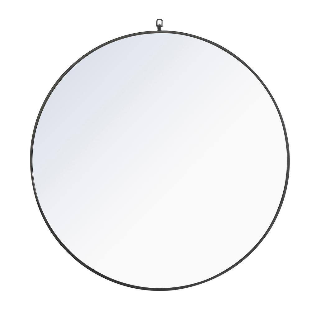 Alt View 4. Elegant Decor - Metal frame Round Mirror with decorative hook 42 inch Black finish - Black.