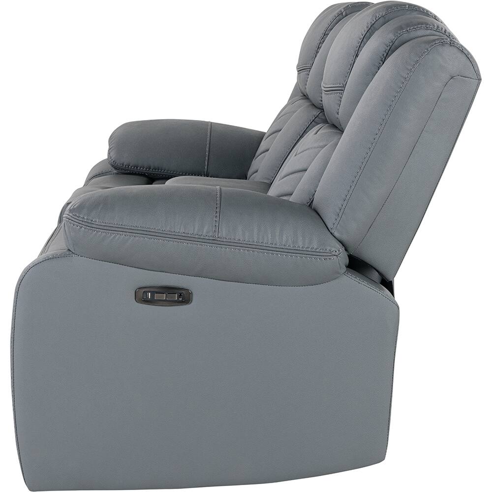 Back. Global Furniture USA - Ethan Power Reclining Loveseat with LED Lighting, Center Console & Sound - Gray.