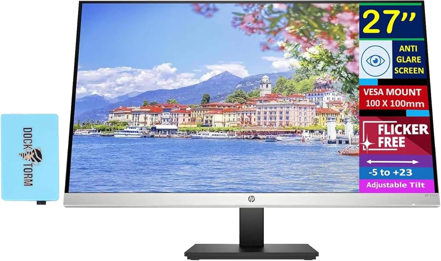 HP - 27mq 27'' QHD IPS Monitor, Anti Glare, Flicker Free, VGA, HDMI & DKZ Hub, (1F2J9AA#ABA) - Black/Silver