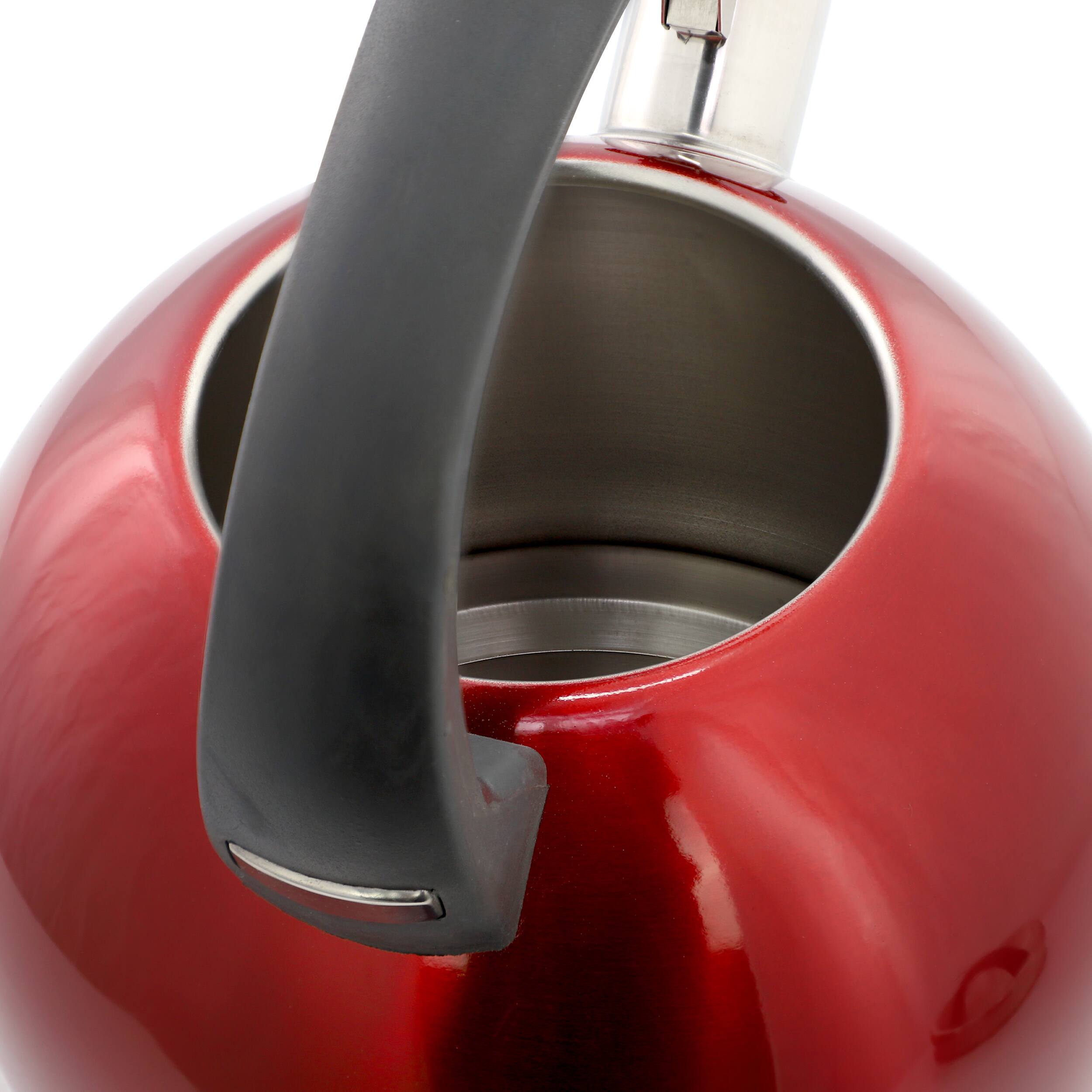 Alt View 2. Mr. Coffee - Mr. Coffee Kassel 2.1 Quart Stainless Steel Whistling Tea Kettle in Red - Red.
