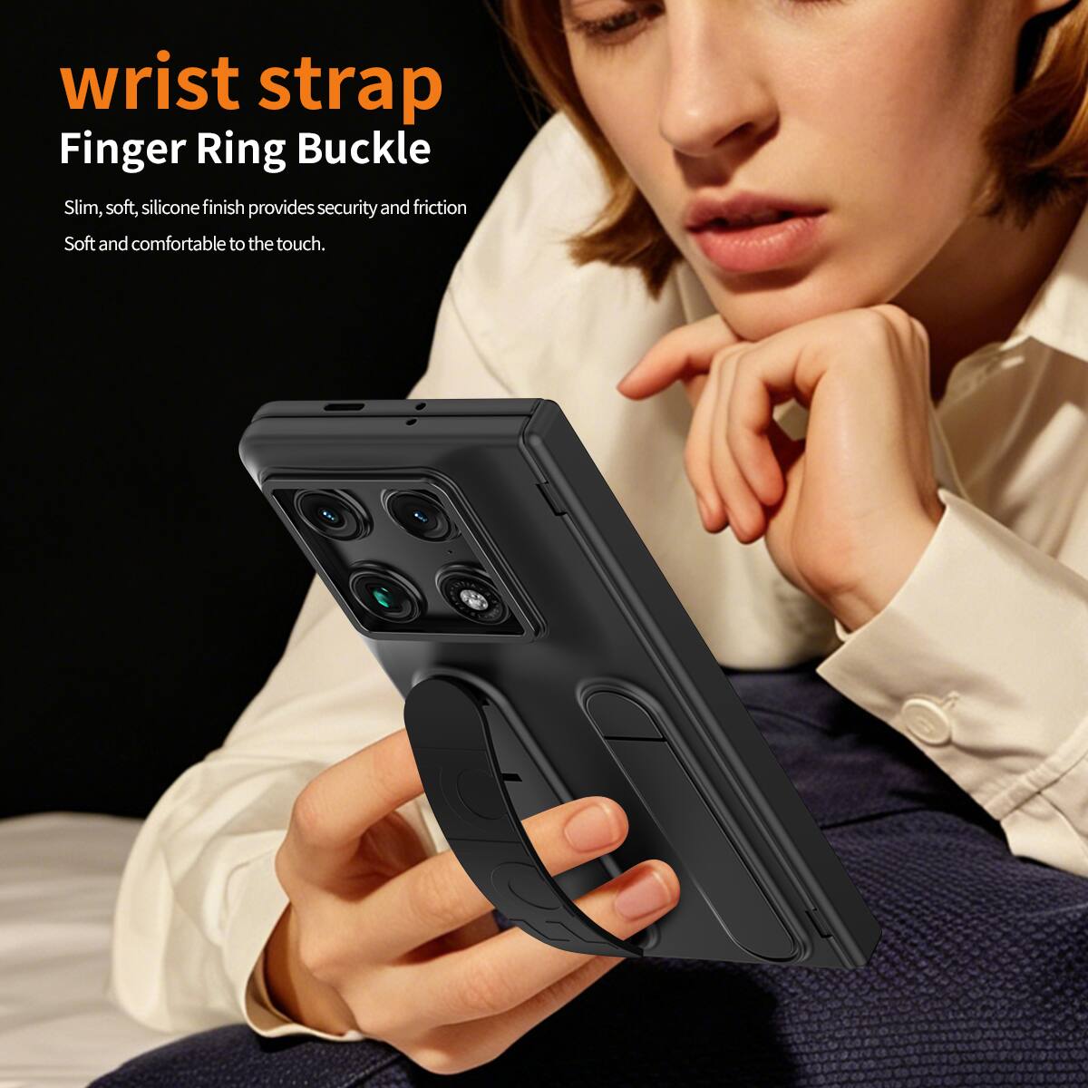 wrist strap Finger Ring Buckle Slim, soft, silicone finish provides security and friction Soft and comfortable to the touch.
