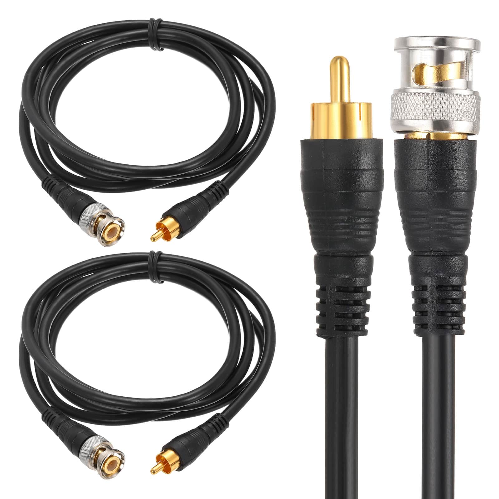 Unique Bargains - BNC Male to RCA Male Coaxial Cable 5FT 75-Ohm Camera Cable Cord for DVR CCTV Security System Monitor Video (2pcs) - Black