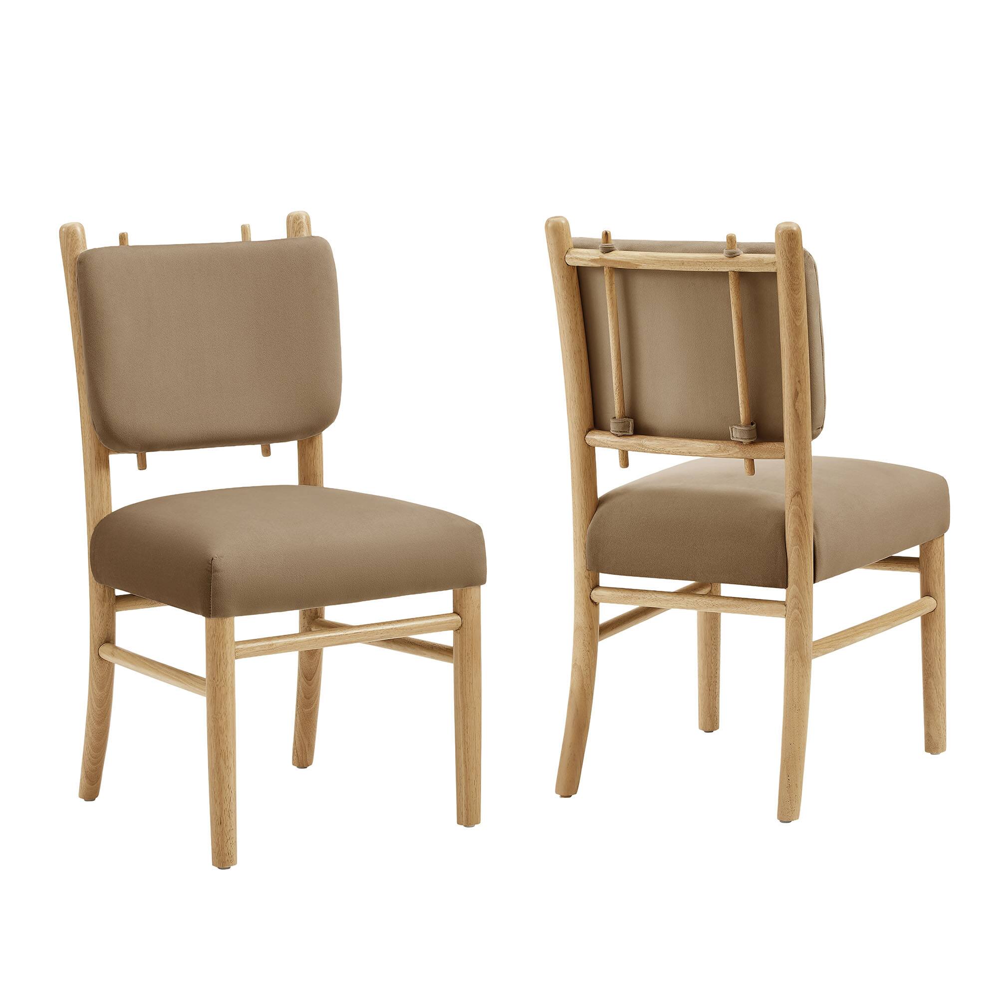 Angle. Modway - Mauden Performance Velvet Dining Side Chairs Set of 2 by Modway - Taupe.