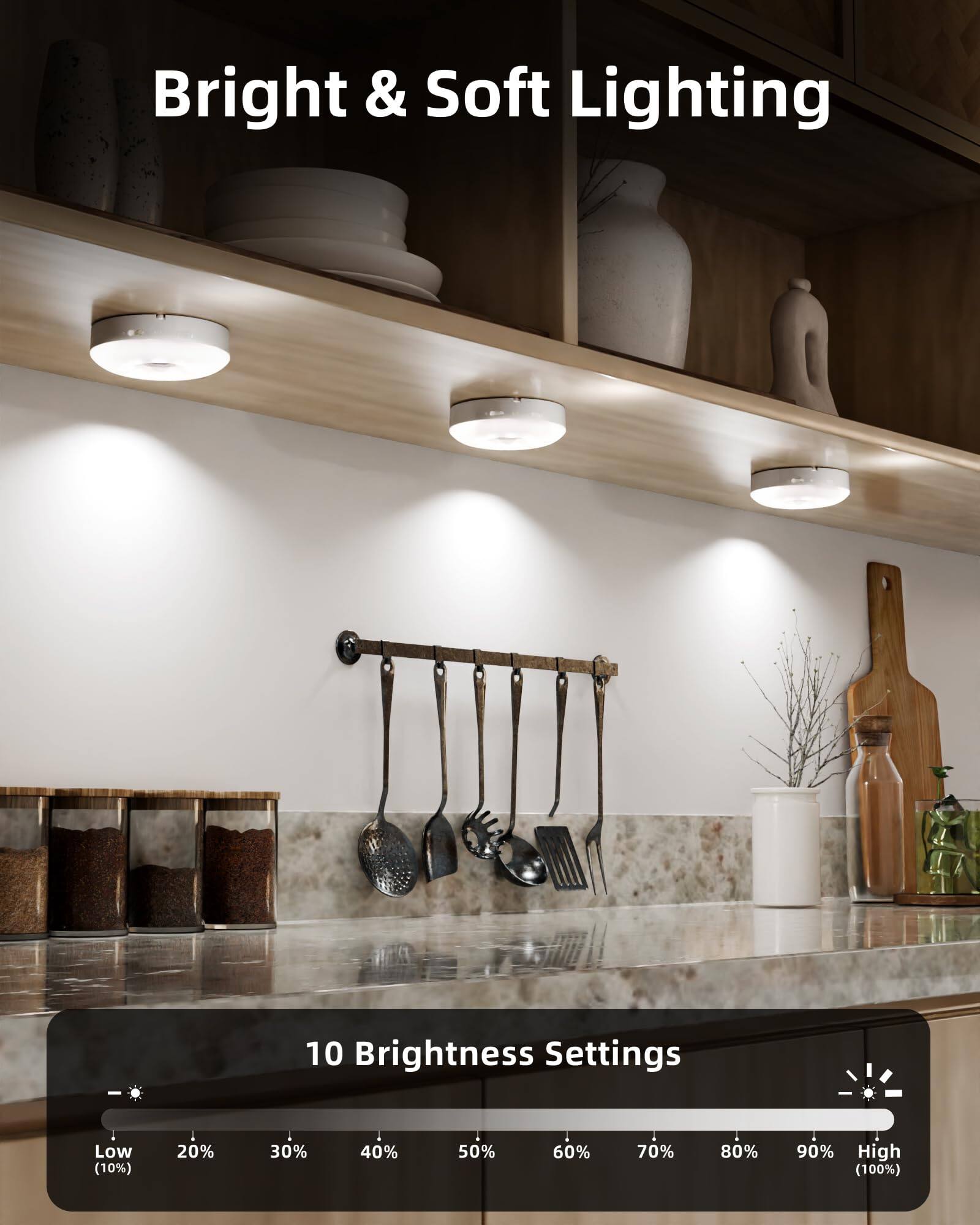 Bright & Soft Lighting

10 Brightness Settings

Low (10%) 20% 30% 40% 50% 60% 70% 80% 90% High (100%)