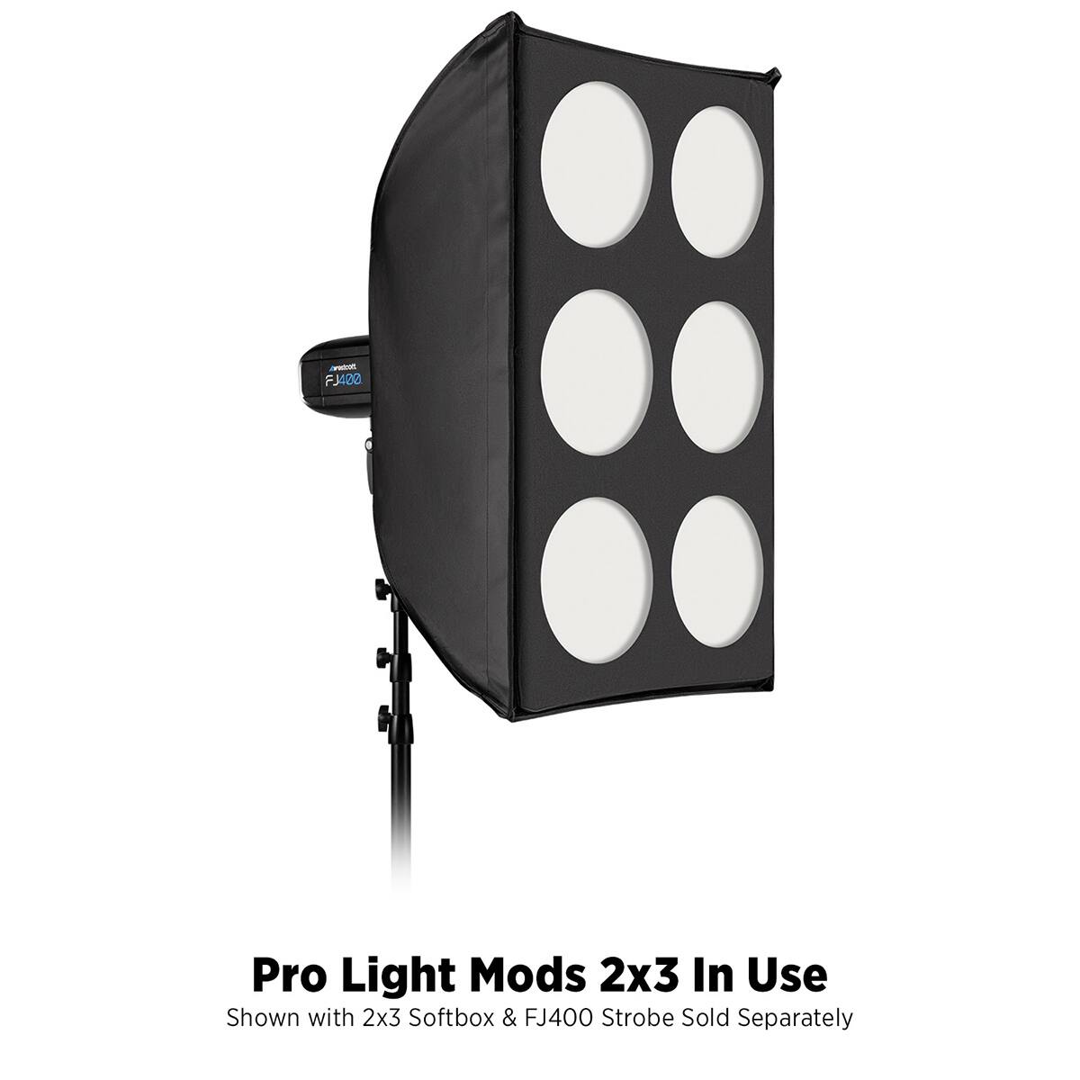 Pro Light Mods 2x3 In Use  
Shown with 2x3 Softbox & FJ400 Strobe Sold Separately
