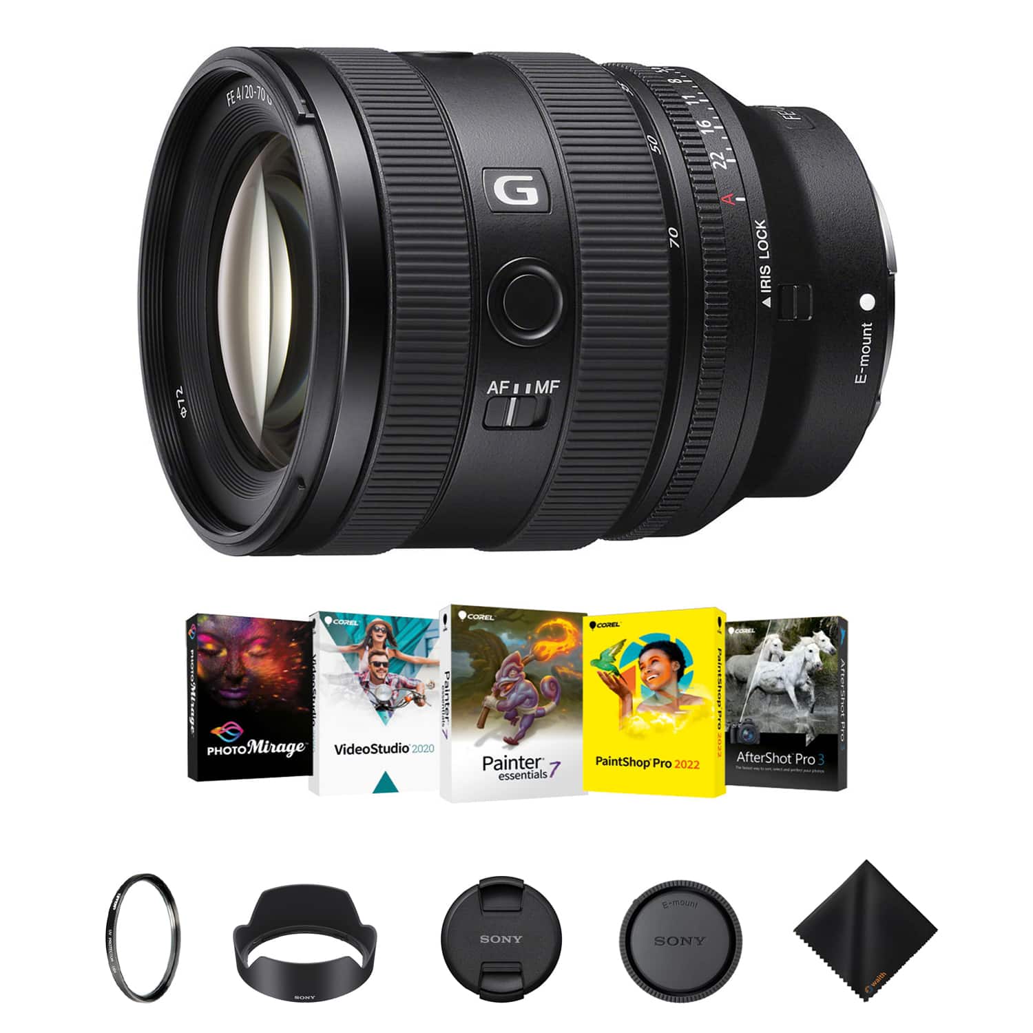 Sony - FE 20-70mm f/4 G Lens for E-Mount Cameras+Corel Art Suite,Tiffen Filter Kit - Black