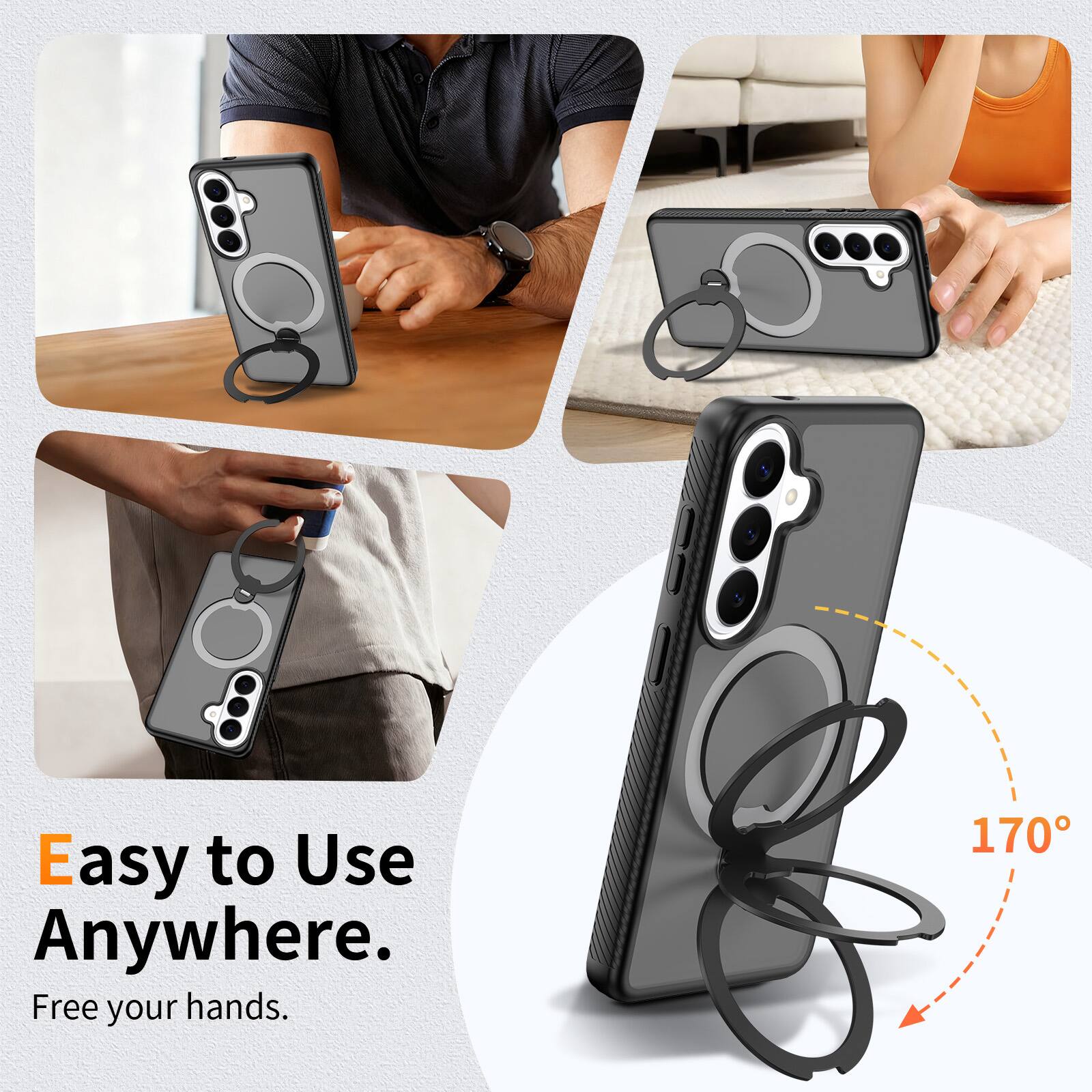 Easy to Use Anywhere.  
Free your hands.  
170°
