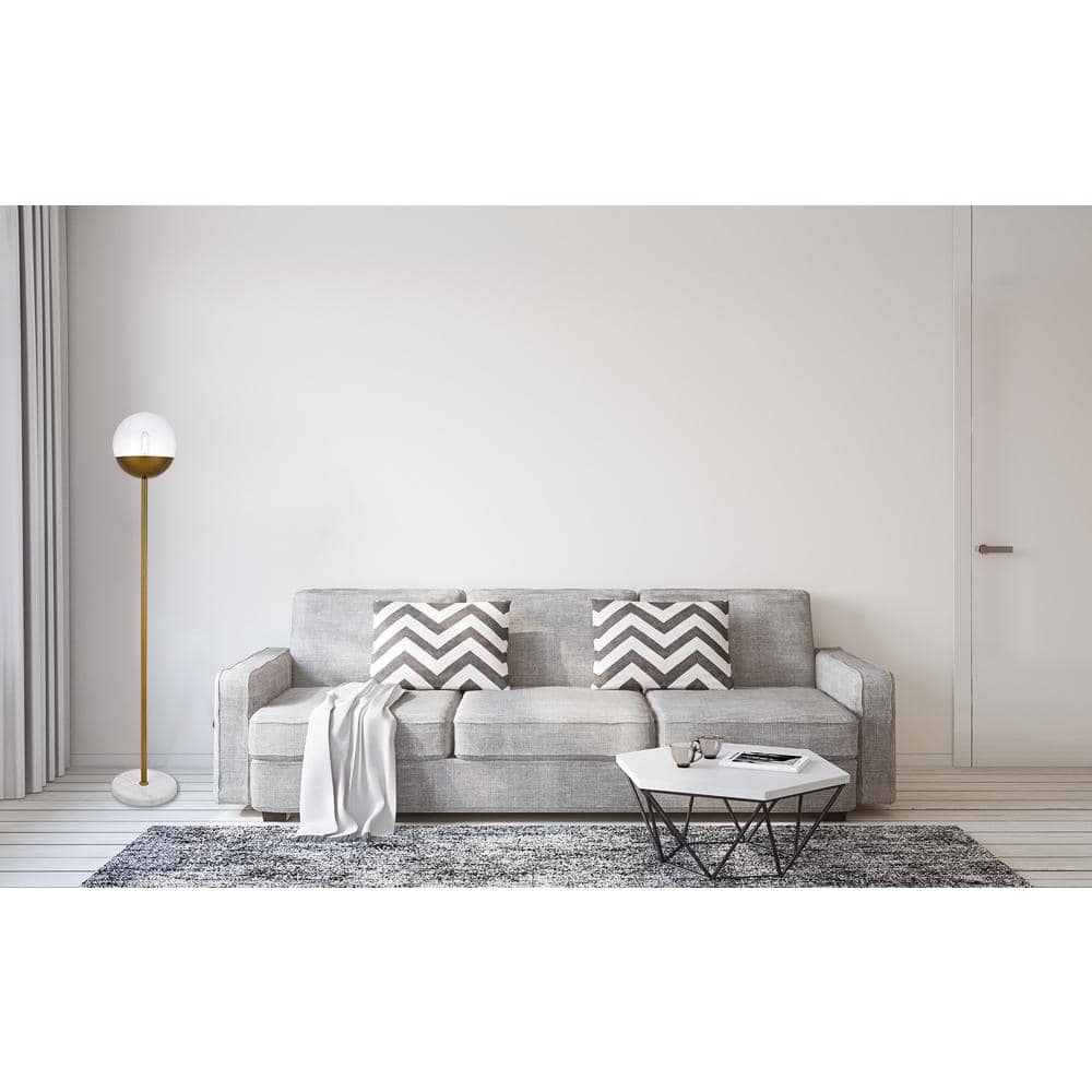 Living District - Eclipse 1 Light Brass Floor Lamp With Clear Glass - Brass And Clear
