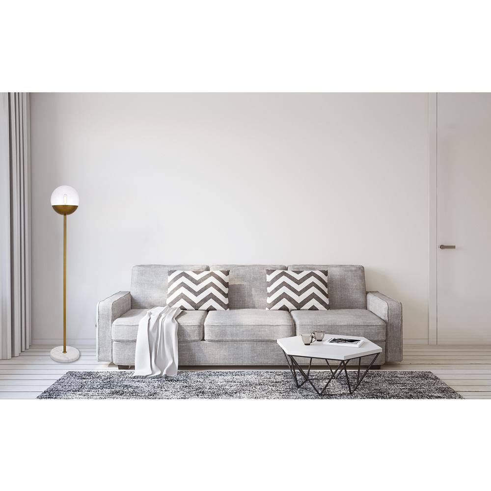 Front. Living District - Eclipse 1 Light Brass Floor Lamp With Clear Glass - Brass And Clear.