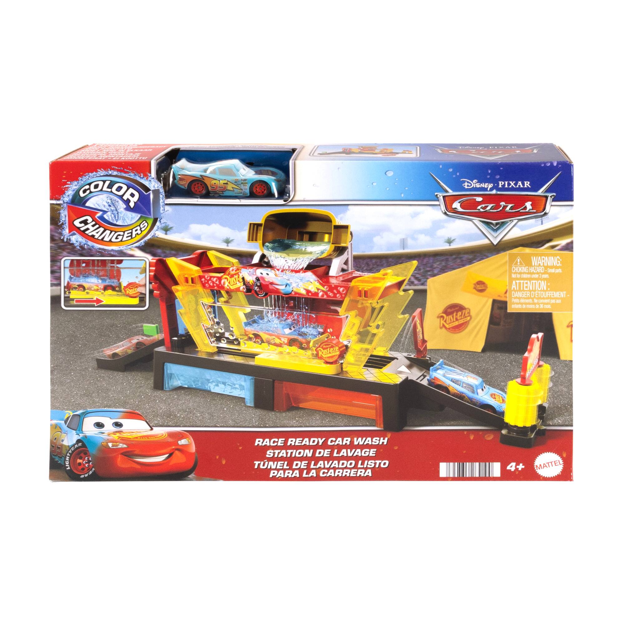 **Disney Pixar Cars**

**COLOR CHANGERS**

**Rust-eze 95**

**RACE READY CAR WASH**

**STATION DE LAVAGE**

**TÚNEL DE LAVADO LISTO PARA LA CARRERA**

**WARNING: CHOKING HAZARD - Small parts. Not for children under 3 years.**

**ATTENTION: DANGER D'ÉTOUFFEMENT - Petits éléments. Ne convient pas aux enfants de moins de 3 ans.**

**4+**

**MATTEL**
