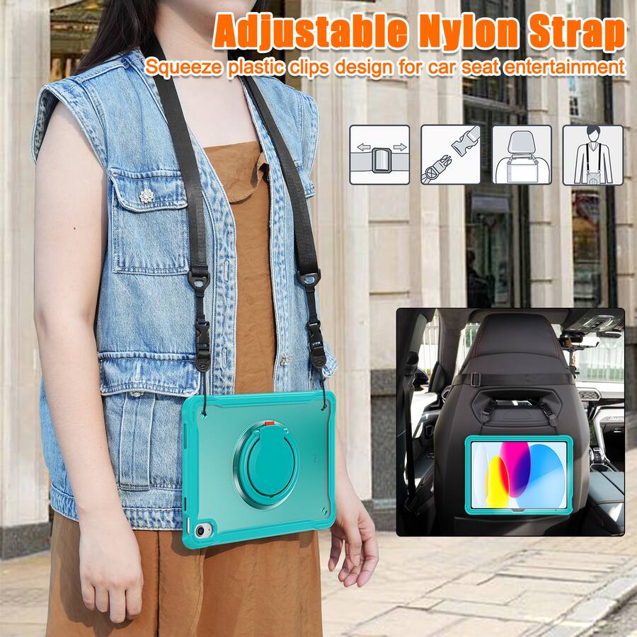 Dteck Crossbody Strap Hybrid Rugged Case Shockproof 360° Rotating Stand ...