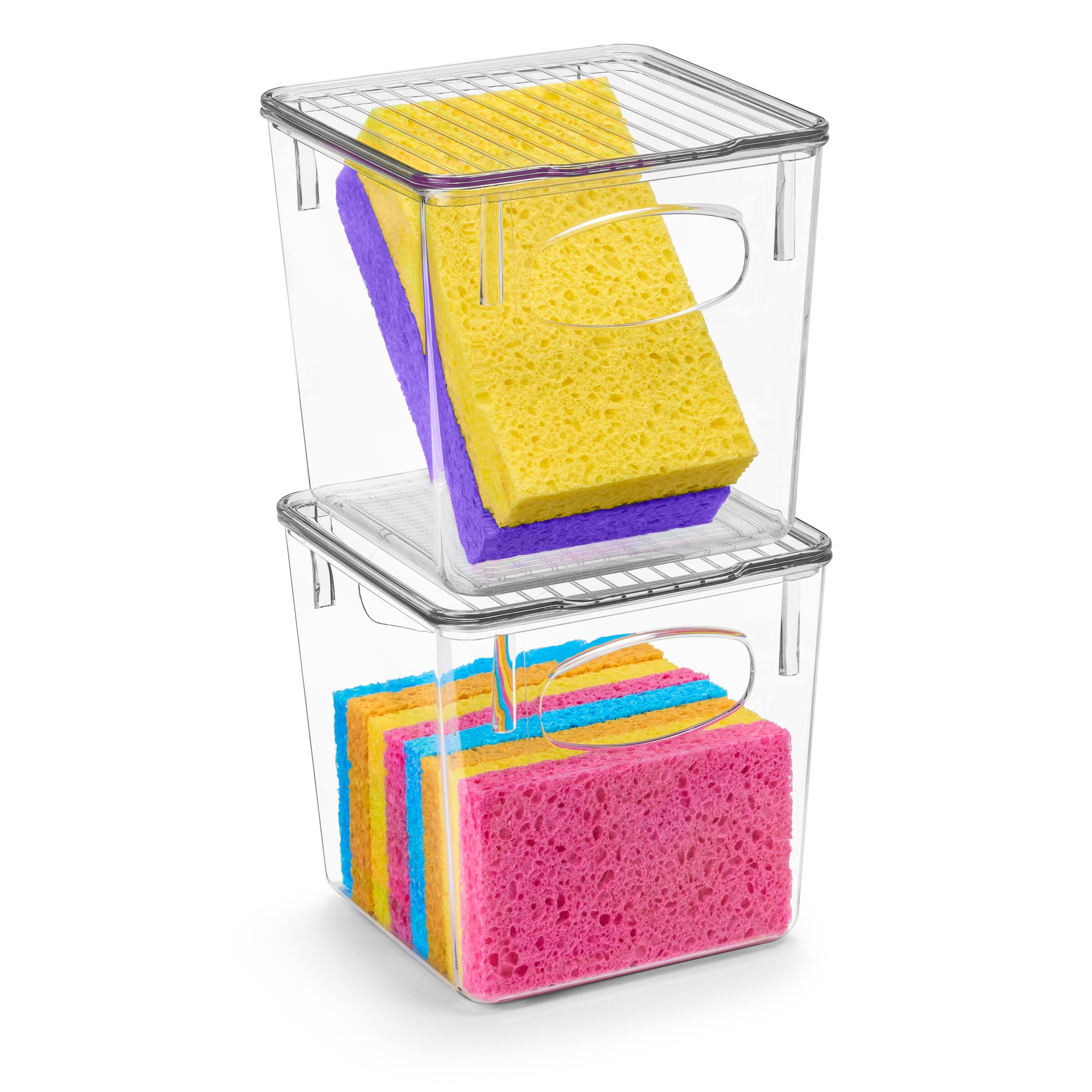 Front. Sorbus - Sorbus 2 Pack Small Clear Plastic Storage Bins with Lids and Handles - Clear.