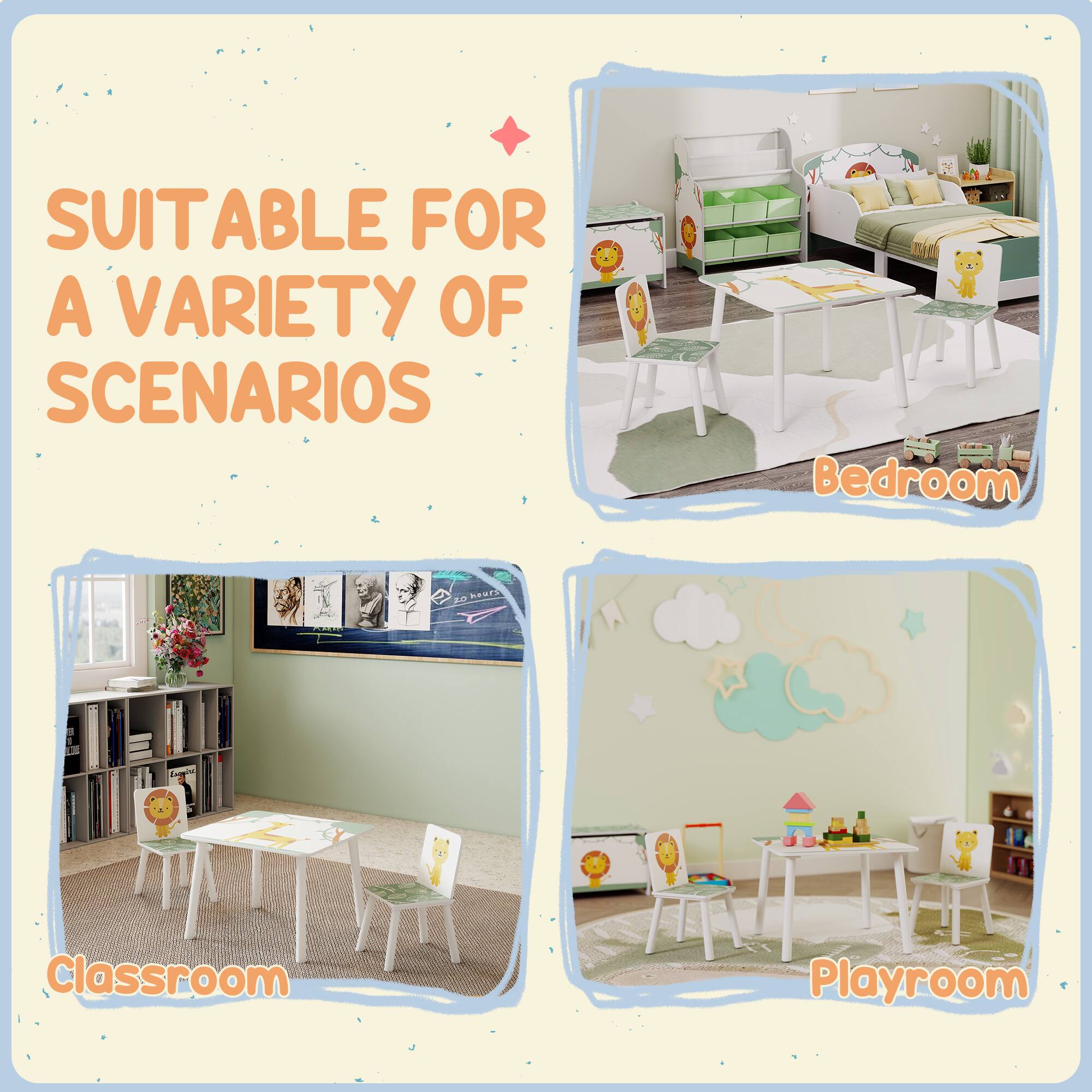 SUITABLE FOR A VARIETY OF SCENARIOS

Bedroom

Classroom

Playroom
