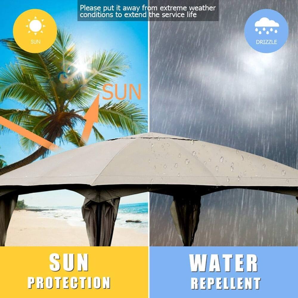 Please put it away from extreme weather conditions to extend the service life.

SUN PROTECTION

WATER REPELLENT