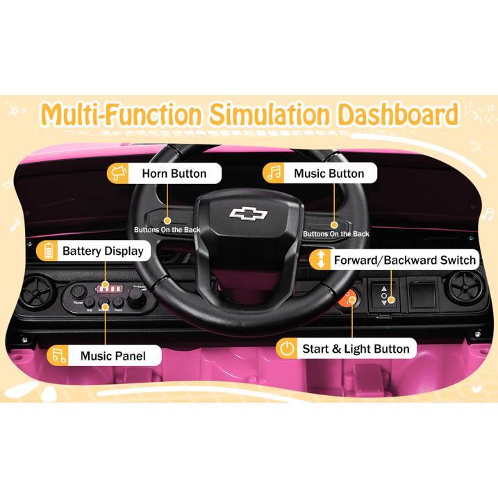 Multi-Function Simulation Dashboard

- Horn Button
- Music Button
- Battery Display
- Forward/Backward Switch
- Music Panel
- Start & Light Button

Buttons On the Back