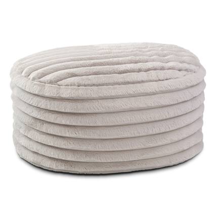 Front. Jaxx - Jaxx Paran Accent Pouf - Fluffy Faux Fur Ottoman for Modern Interior Design, Large, Grey - Plush Fur Grey.