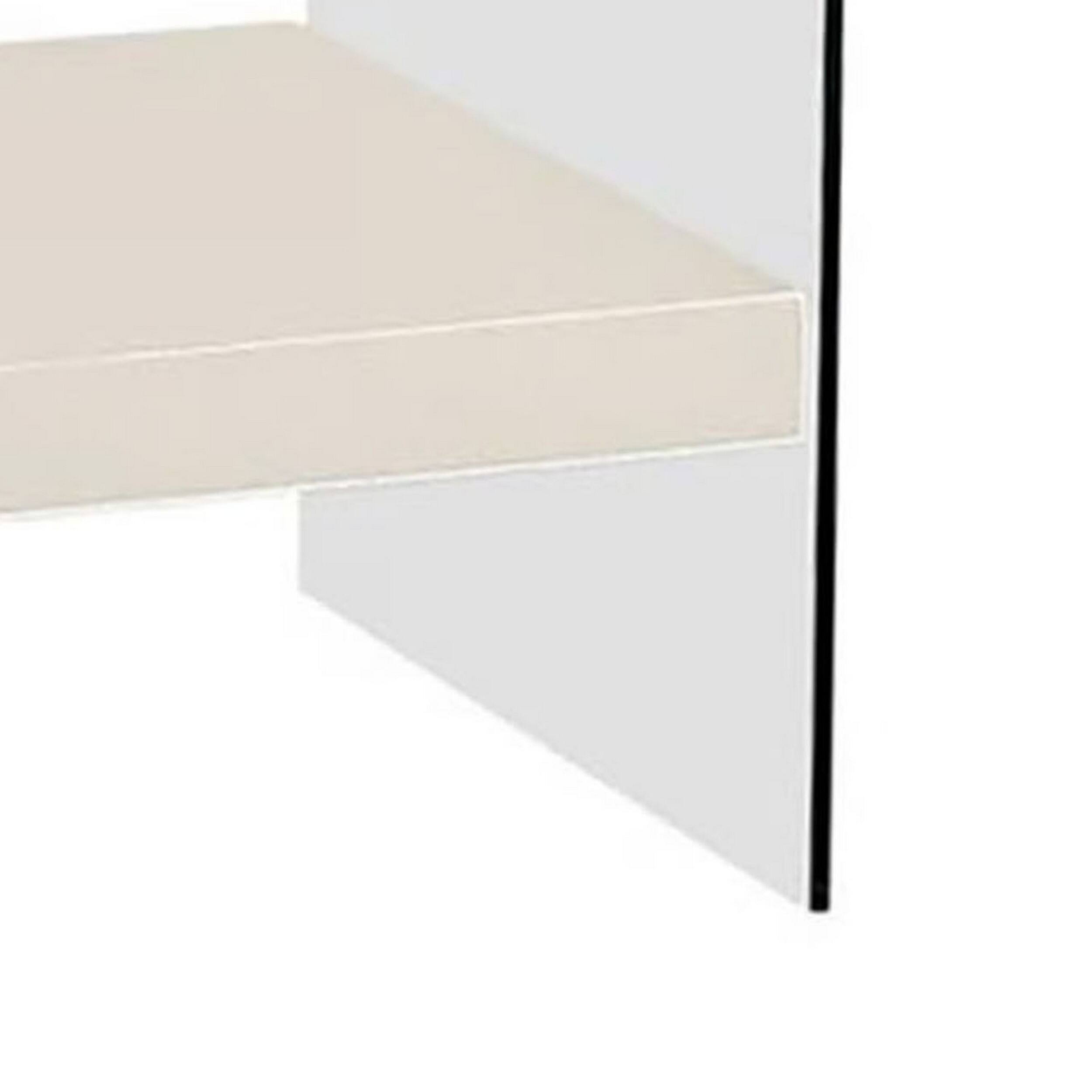 Alt View 3. Manhattan Lane - Stub 23 Inch Side End Table, Glossy White Wood, Glass Side Panels, 1 Drawer - White.