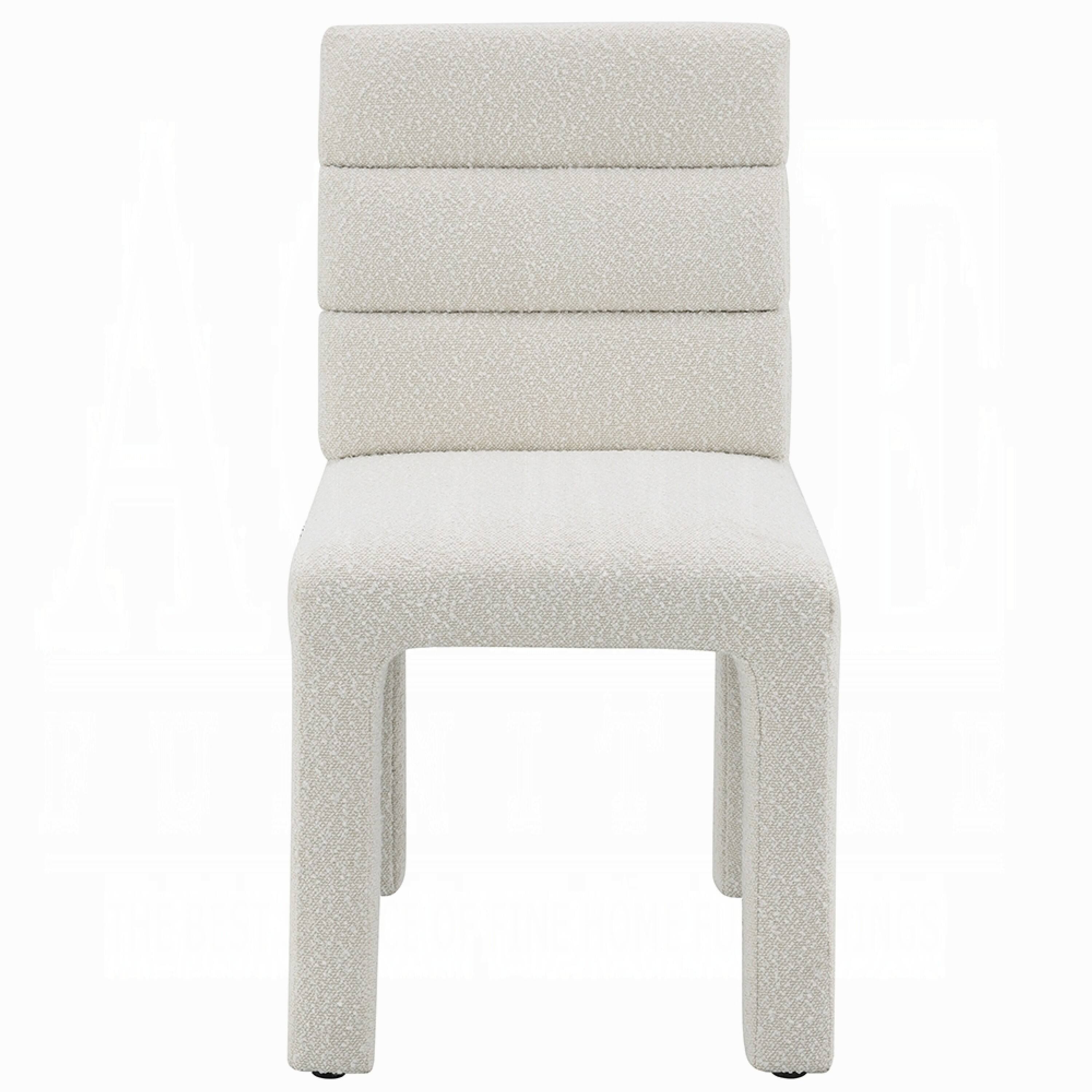 Alt View 1. Manhattan Lane - Side Dining Chair Set of 2, Plush White Boucle Seat, Tufted Backrest - White.