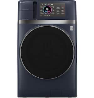 GE Profile - UltraFast 4.8 Cu. Ft. High-Efficiency Smart Front Load Washer and Electric Dryer Combo with Ventless Heat Pump - Sapphire Blue