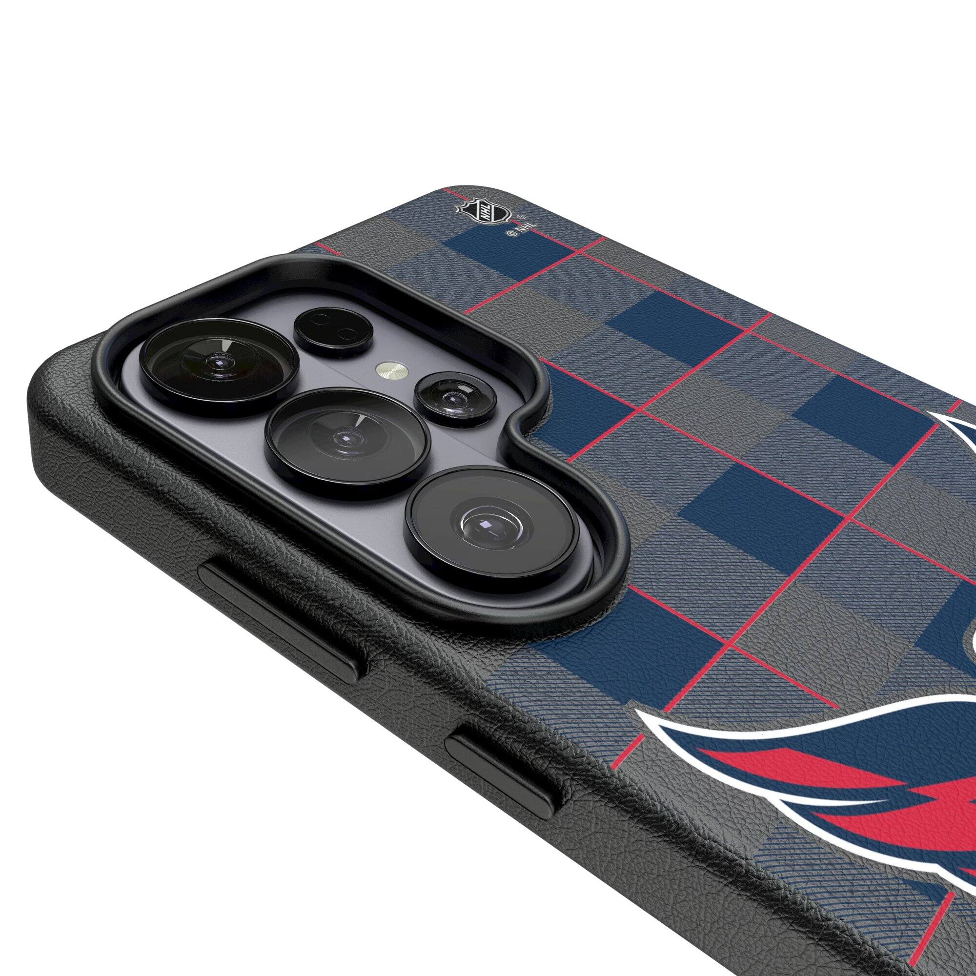 Alt View 2. Keyscaper - Washington Capitals Plaid Galaxy Magnetic Bump Case - S26 Ultra - Black.