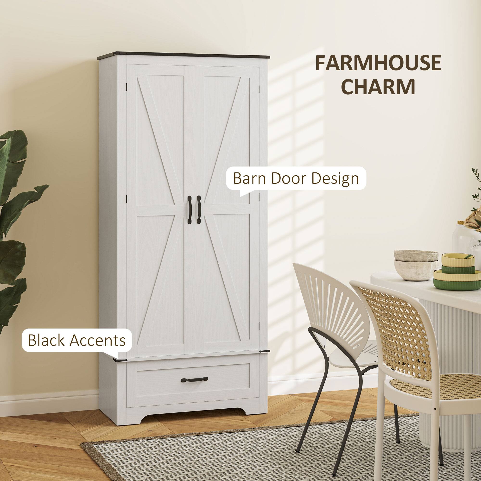 FARMHOUSE CHARM
Barn Door Design
Black Accents