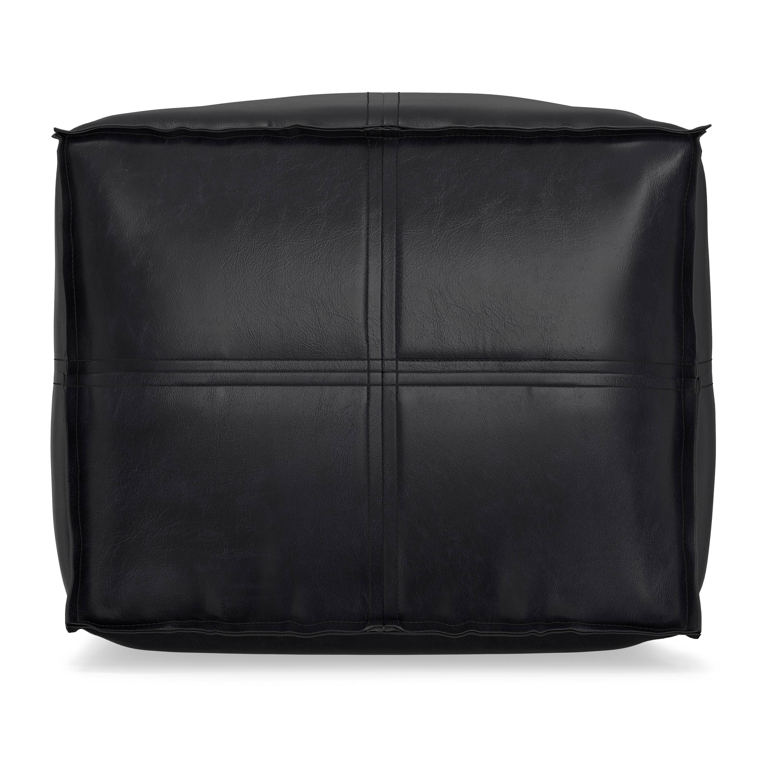 Left. Simpli Home - Simpli Home Brody 18W Square Top Stitich Pouf - Black.
