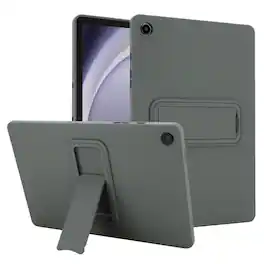Dteck - Slim PC TPU Hybrid Case for Samsung Galaxy Tab A9+ with Built-in Multi-Angle Kickstand, Soft Smooth Shockproof Cover - Gray