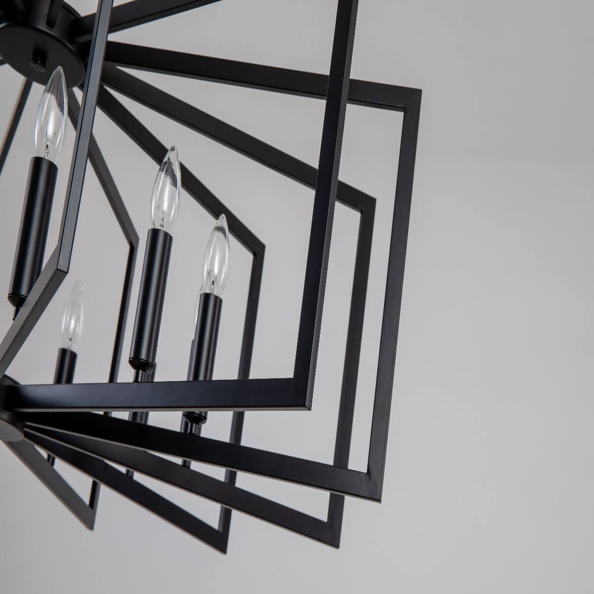 Alt View 9. Loheer - Loheer 12 Light Metal Lantern Chandelier Matte Black Tiered Pendant for Dining Room.