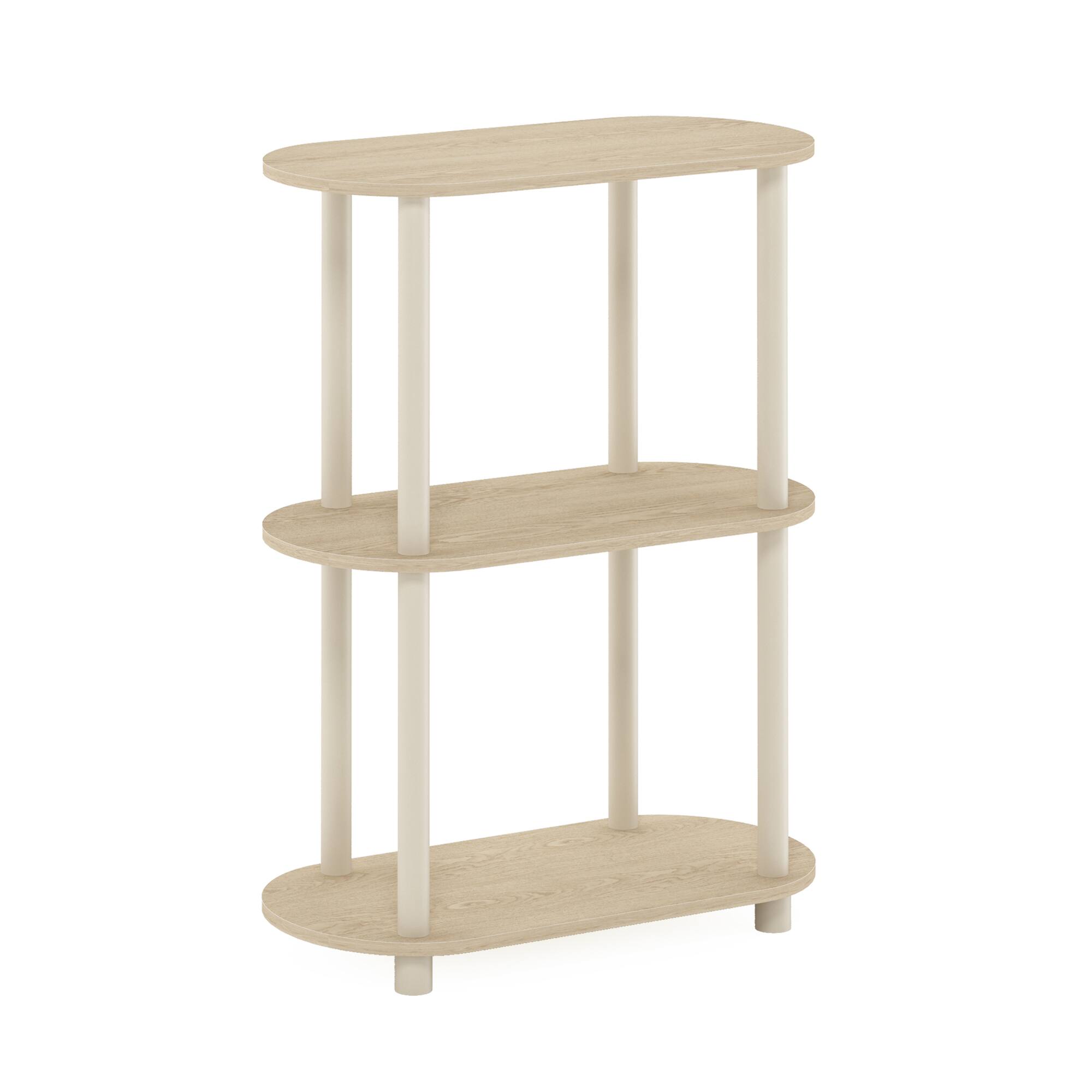 Front. Furinno - Turn-N-Tube No Tools 3-Tier Modern Oval Side Display Rack, Bauhaus Oak/Beige - Bauhaus Oak/Beige.