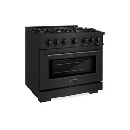 ZLINE - 36" Select Dual Fuel Black Stainless Convection Oven Range w/ 6 Brass Burners (HDRB-BR-36) - Stainless Steel