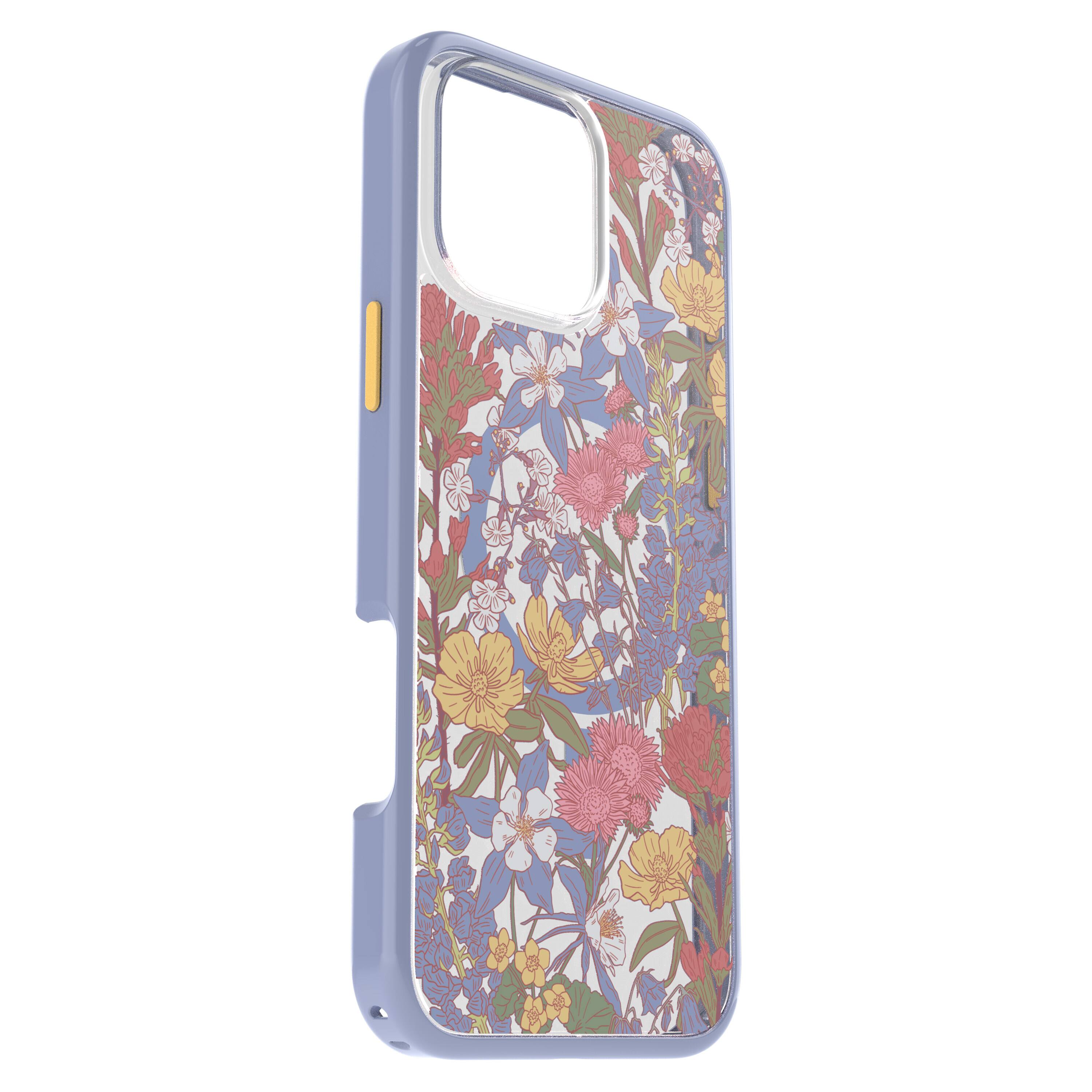 Left. OtterBox - Symmetry Series Hard Shell for MagSafe for Apple iPhone 16 Pro Max - Wildflowers.