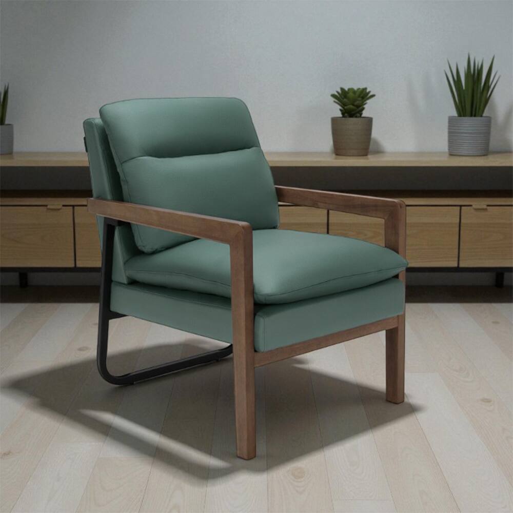 Front. Hivvago - Comfy Single Sofa Chair with Ultra-Thick Cushioned Backrest - Green.