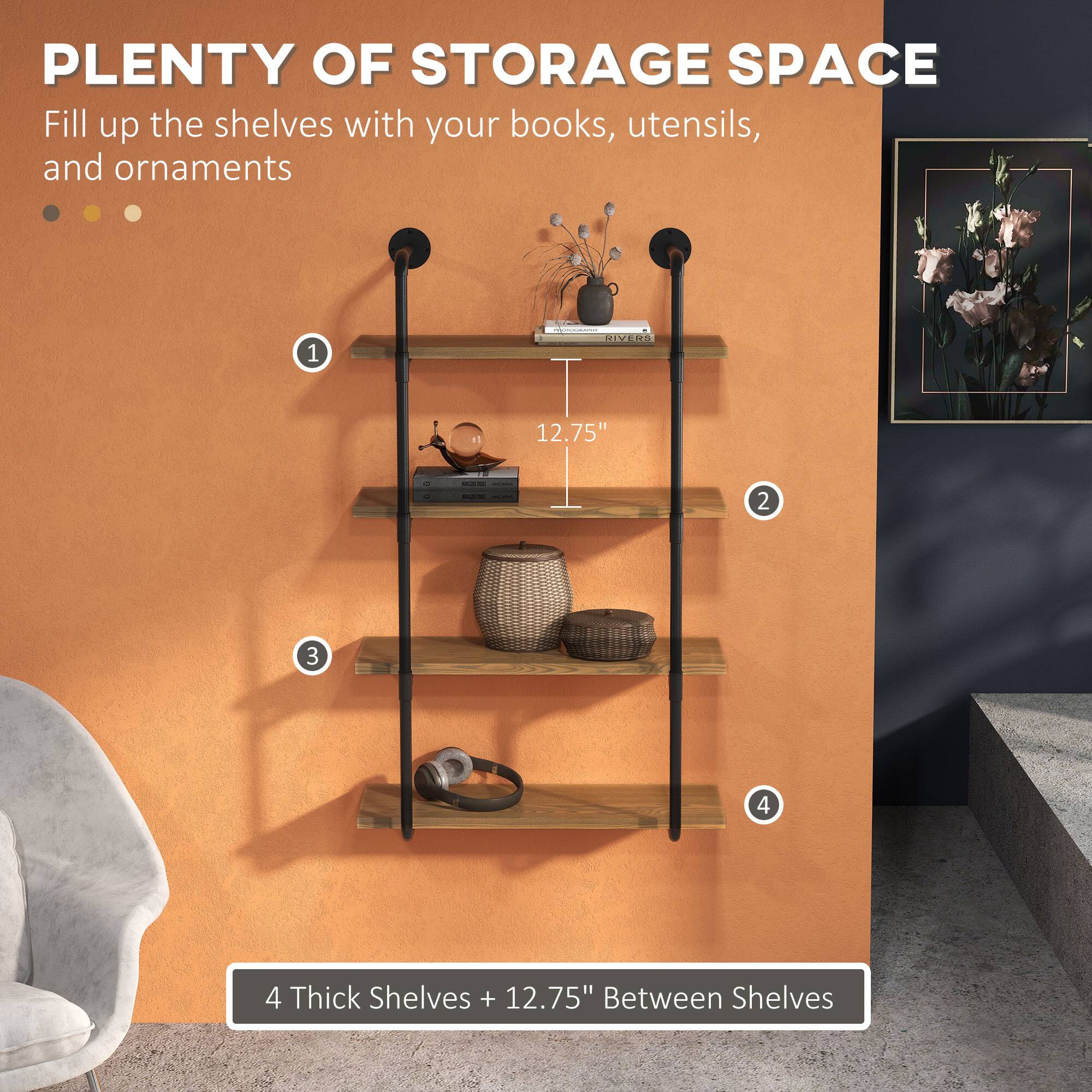 **PLANTY OF STORAGE SPACE**

Fill up the shelves with your books, utensils, and ornaments

1. 12.75" Between Shelves

2. 4 Thick Shelves + 12.75" Between Shelves