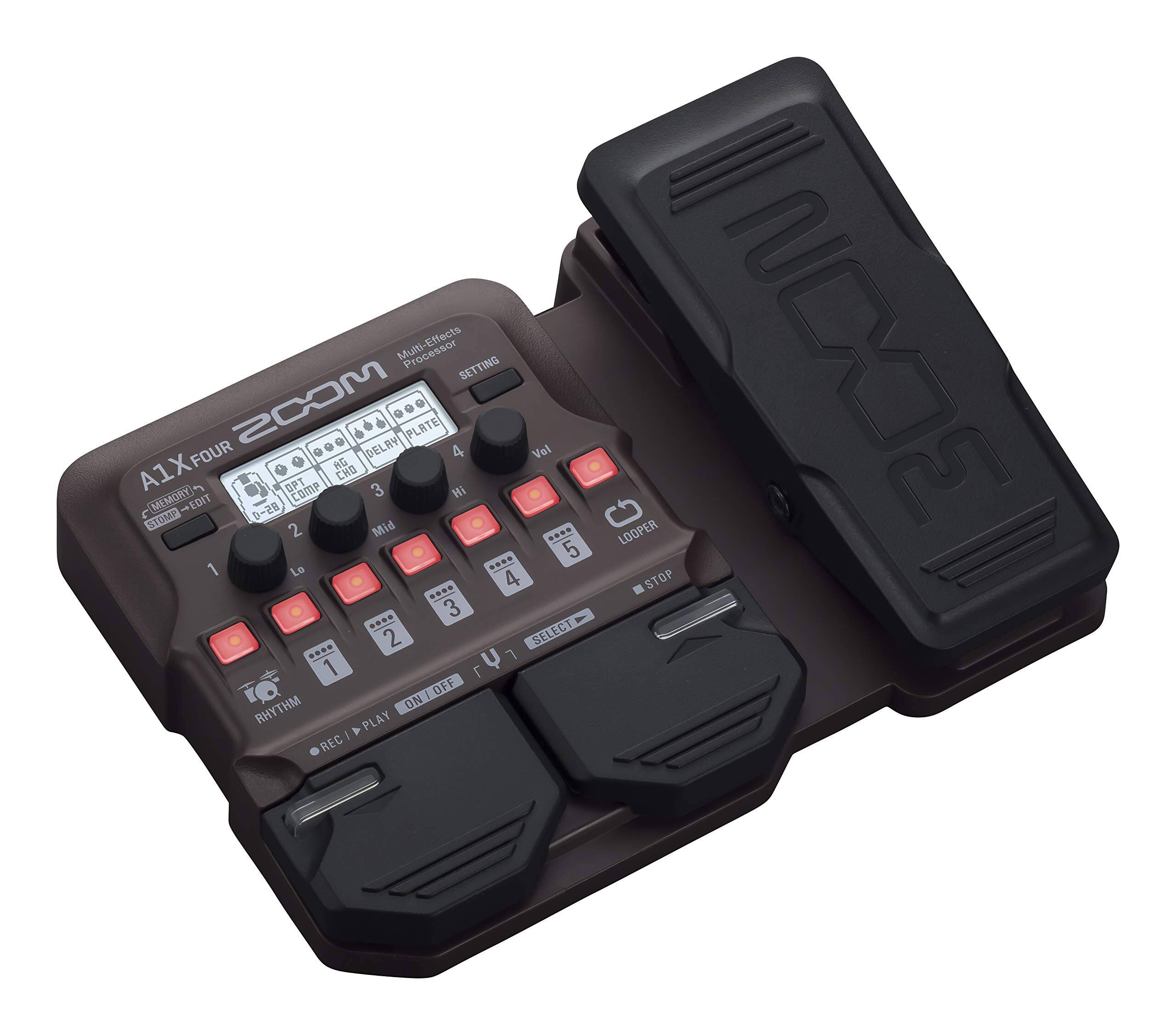 Multi-Effects Processor  
A1X FOUR  
ZOOM  
MEMORY / EDIT  
1  
2  
3  
4  
Vol  
AG CHO  
COMP  
DELAY / PLATE  
LOOPER  
STOP  
SELECT  
RHYTHM  
ON / OFF  
PLAY  
REC