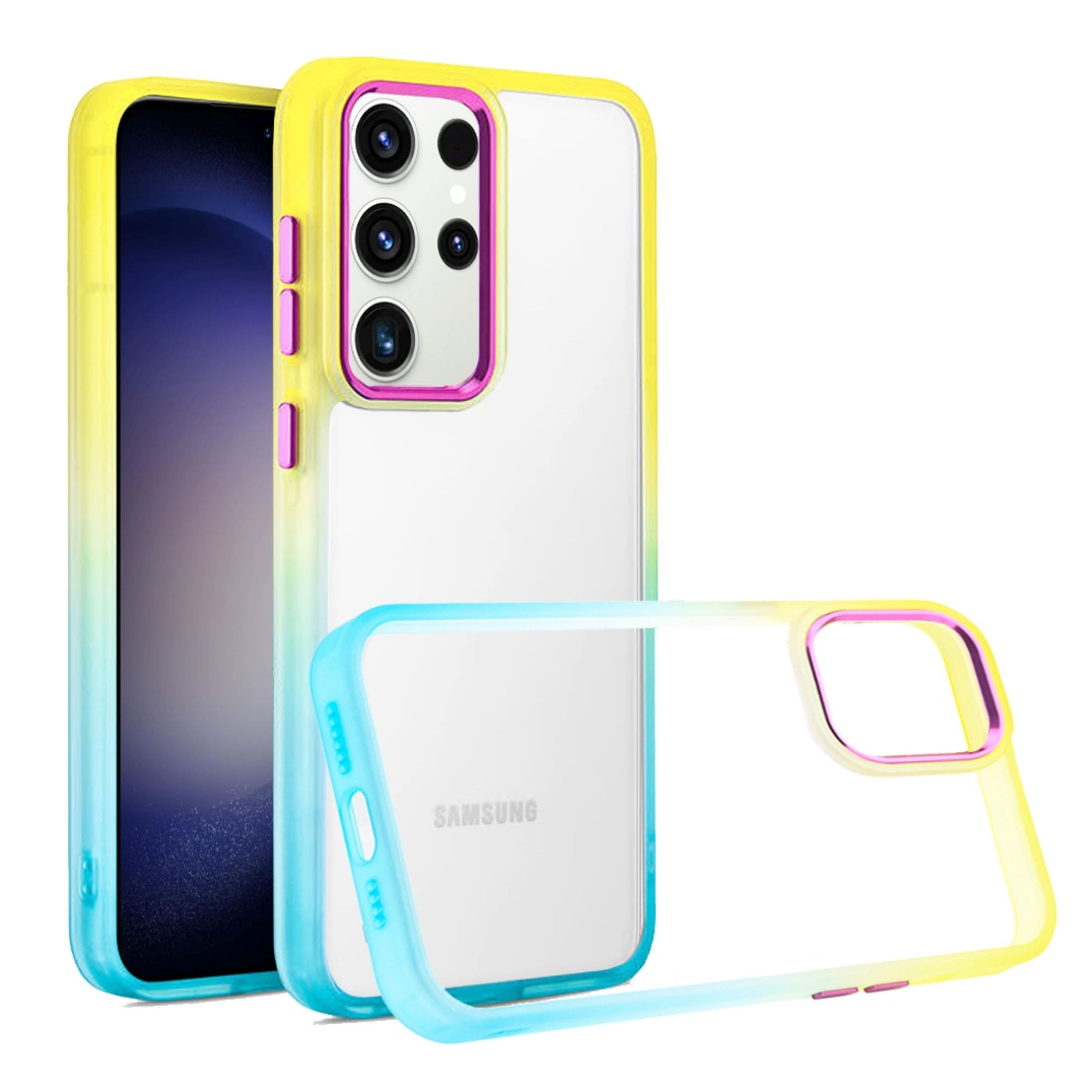 Kitcheniva - Color Fading Two Tone Frame Hybrid Phone Case For Samsung Galaxy S24 - Yellow/Light Blue price history on PriceWatchPro
